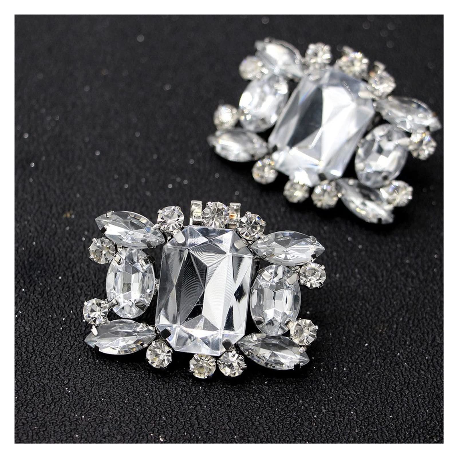 2-Piece Rhinestone Shoe Clips for High Heels - Square Wedding Shoe Decorations for Women (4.6 x 3.8cm) - Perfect for Bridal, Prom, and Special Occasion Footwear Accessories