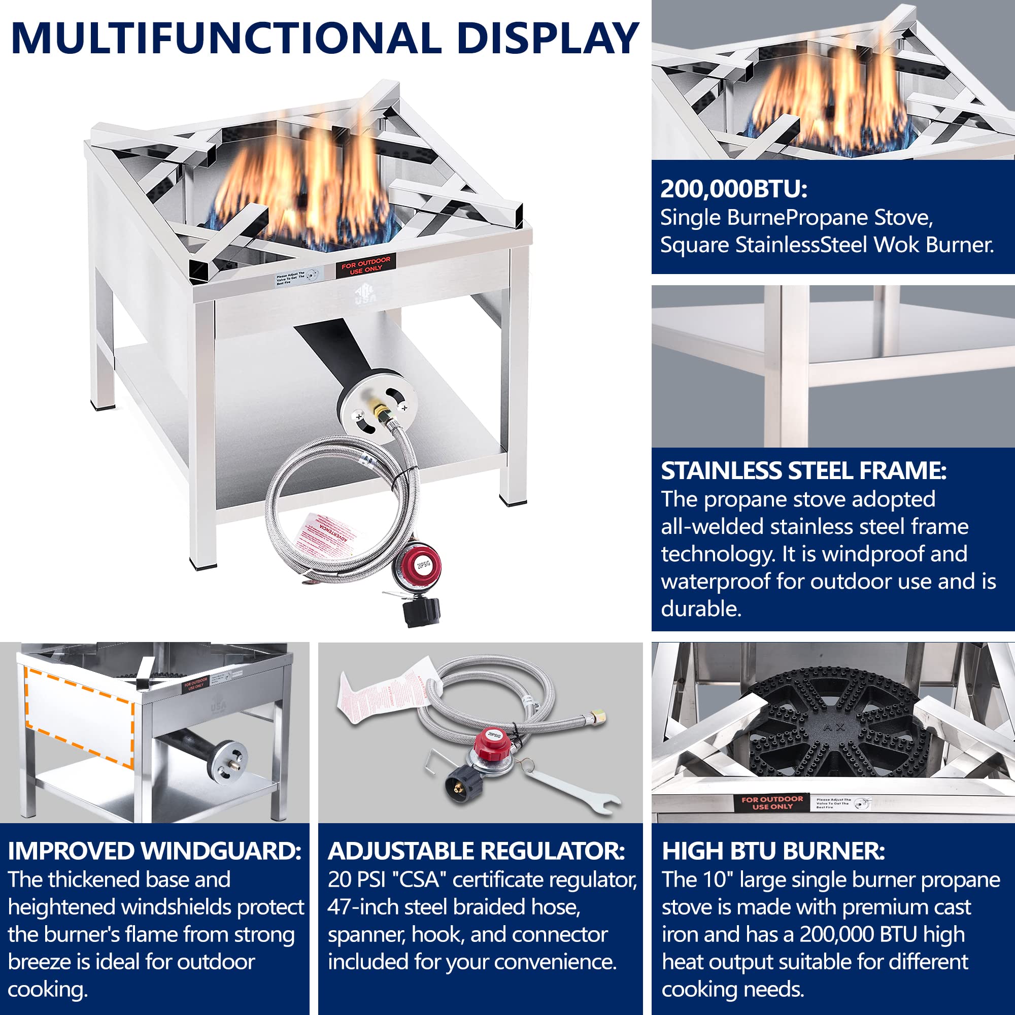 ARC 100QT Stainless Steel Outdoor Cooking Pot with 200,000 BTU Propane Burner - Perfect for Seafood Boils, Crab Cooking, Lobster Steaming, Shrimp Boiling, Tamale Making & Turkey Frying | Heavy-Duty Commercial-Grade Pot with Basket for Backyard Parties, Camping & Large Gatherings