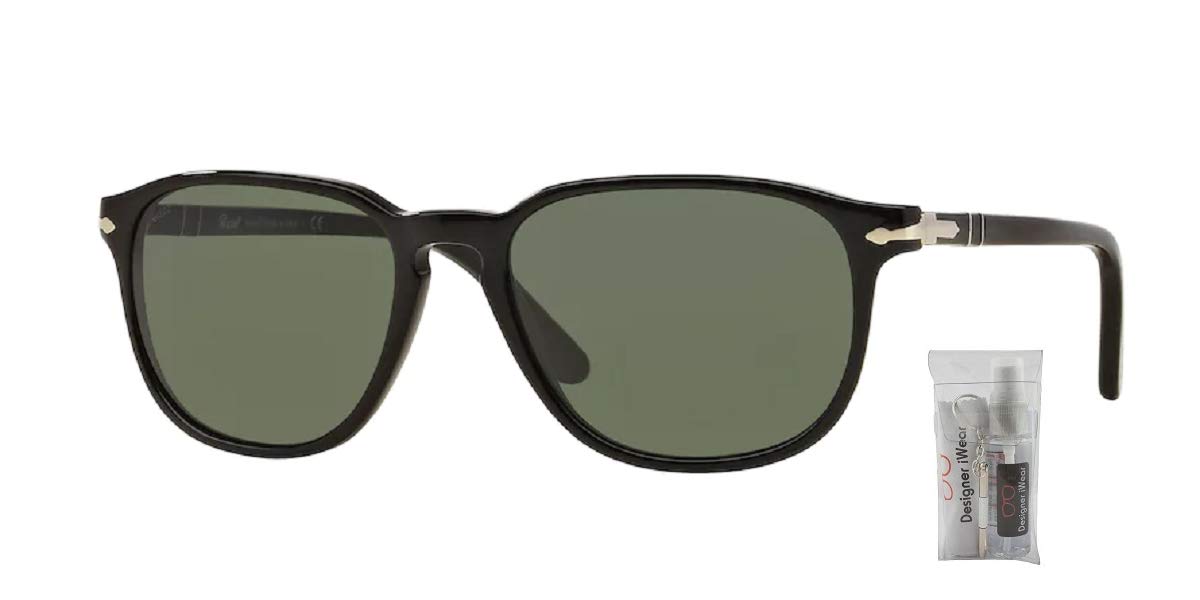 Persol PO3019S Square Sunglasses for Men - Polarized UV Protection Classic Aviator Style + Free Designer iWear Kit | Perfect for Driving, Travel & Outdoor Activities
