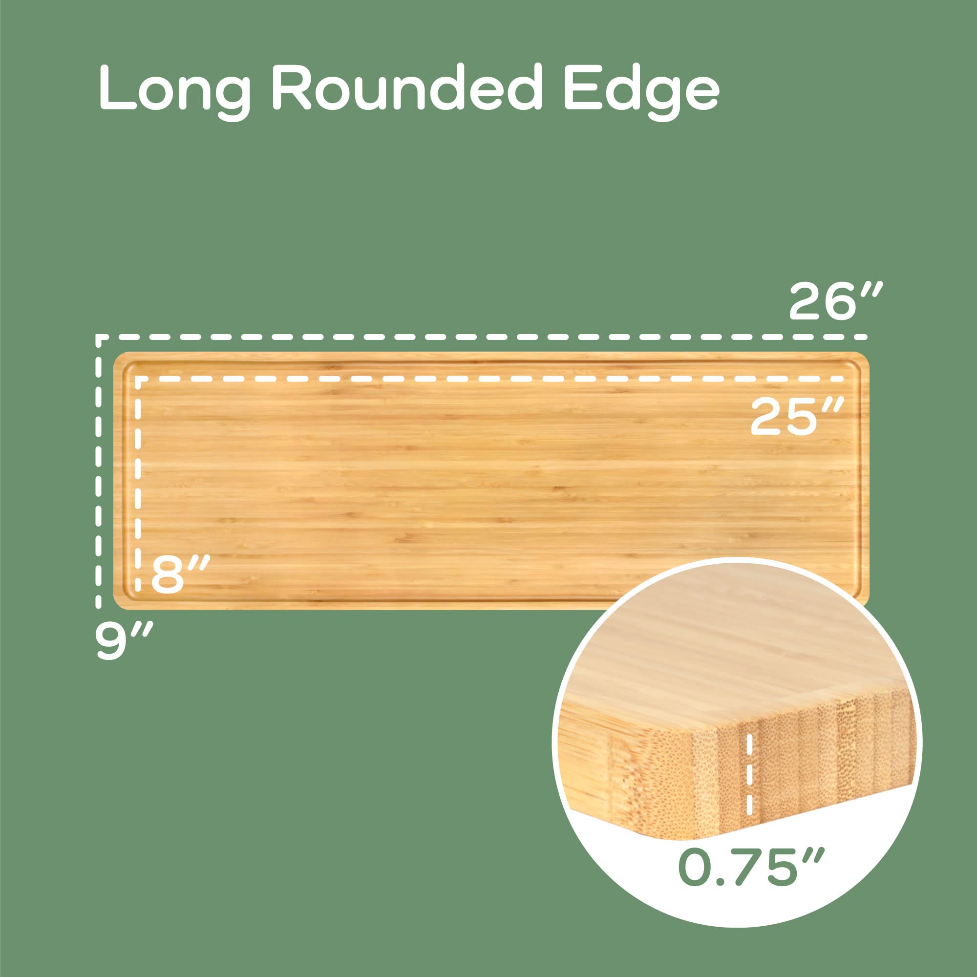 Extra Long Bamboo Serving Tray Set of 3 - 26
