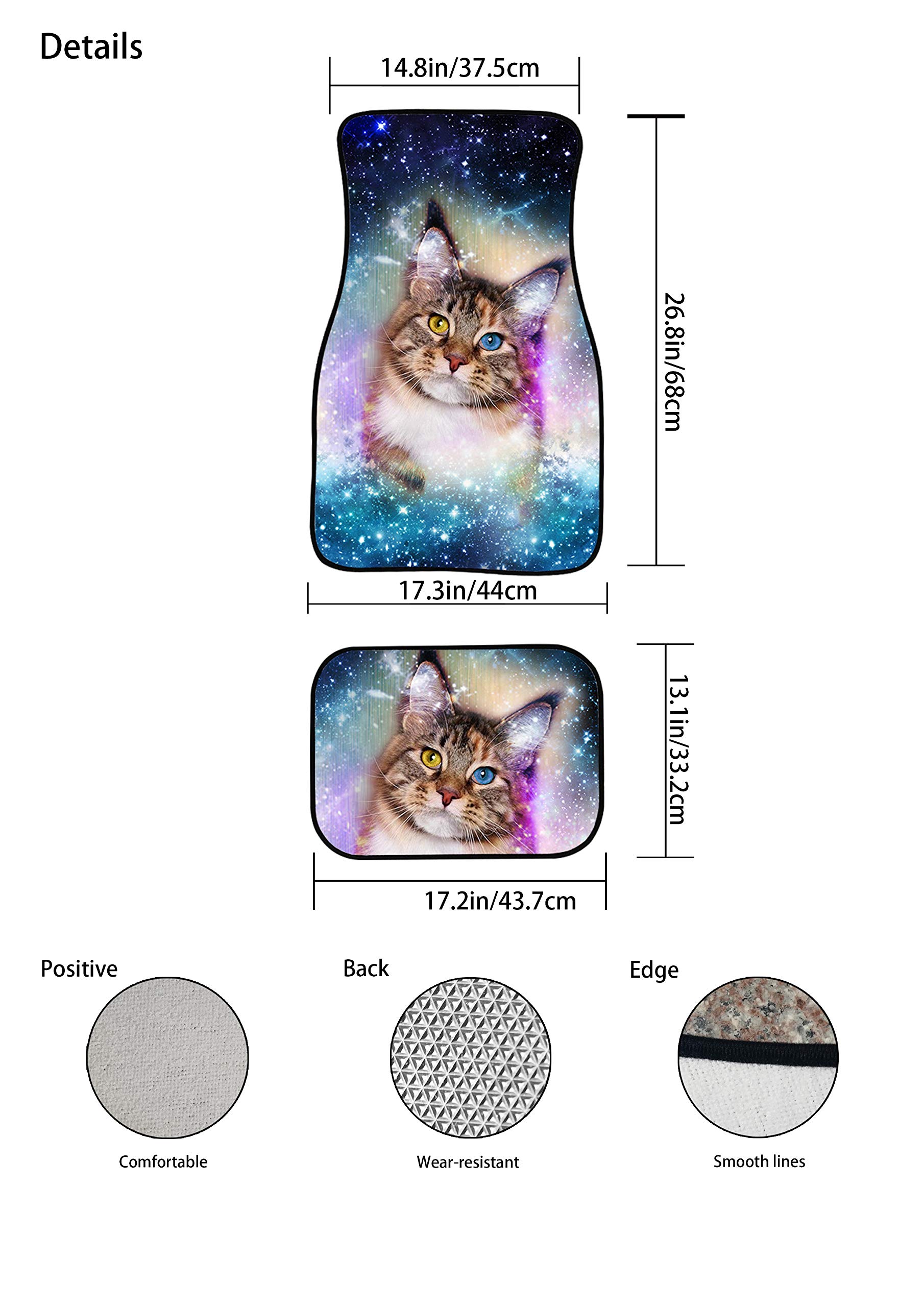 JEOCODY Sunflower & Cow Print Car Floor Mats - 4-Piece Set, Non-Slip Heavy Duty Dustproof Automotive Accessories for Sedans, SUVs & Trucks | Perfect for Road Trips & Everyday Commute