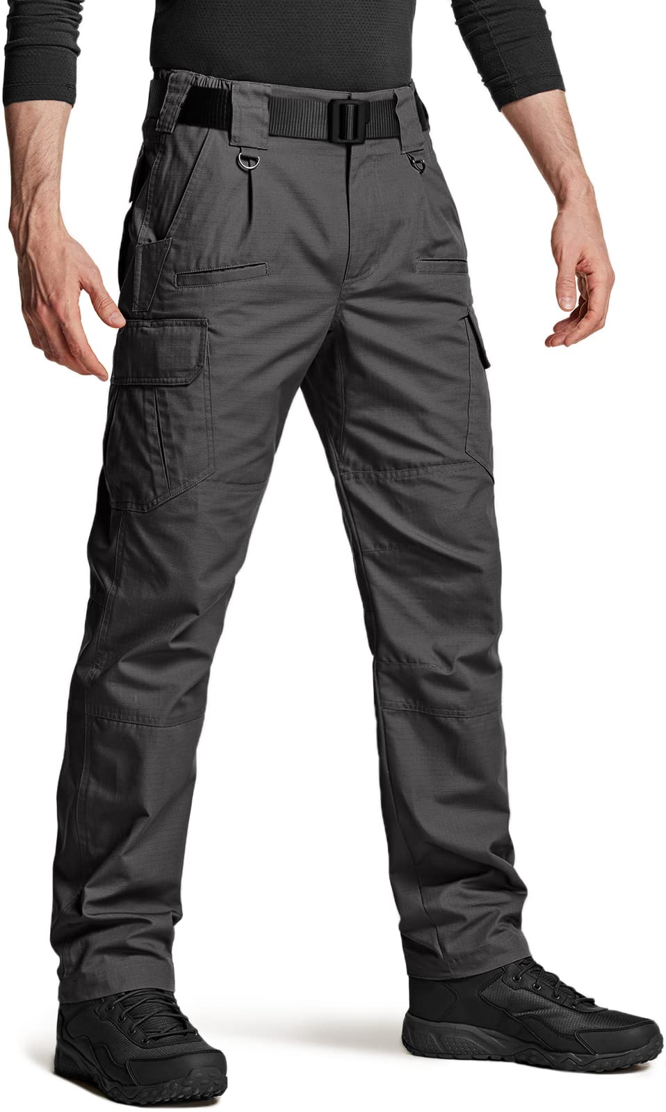 CQR Men's Tactical Pants - Water Resistant Ripstop Cargo Pants for Hiking, Work & Outdoor Activities | Lightweight Durable EDC Pants for Camping, Hunting & Adventure Travel