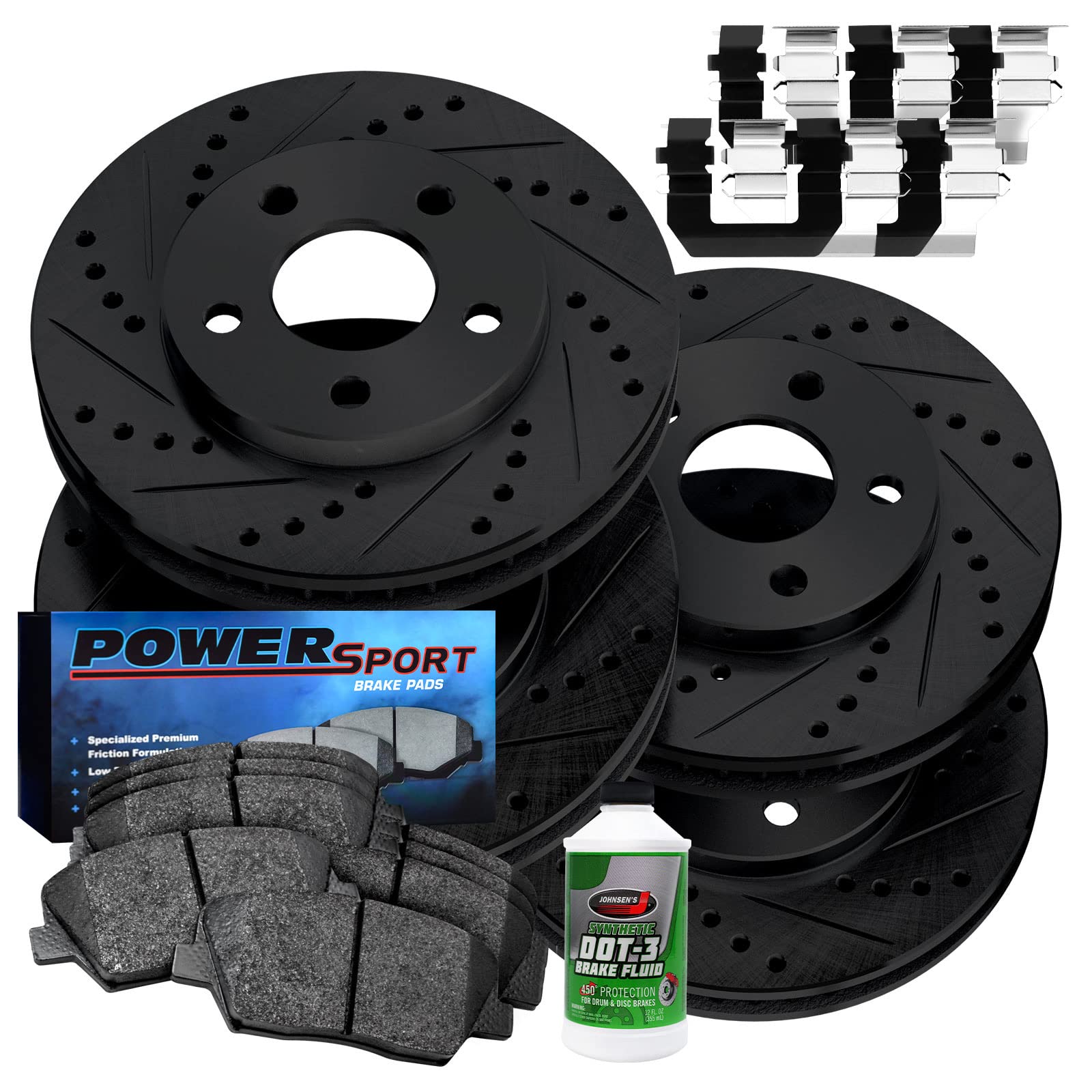 High-Performance Power Sport Front & Rear Brake Kit - Ceramic Brake Pads & Rotors with Hardware (BBCC.33093.42) - Perfect for ATV, UTV, Motorcycle & Off-Road Vehicle Maintenance