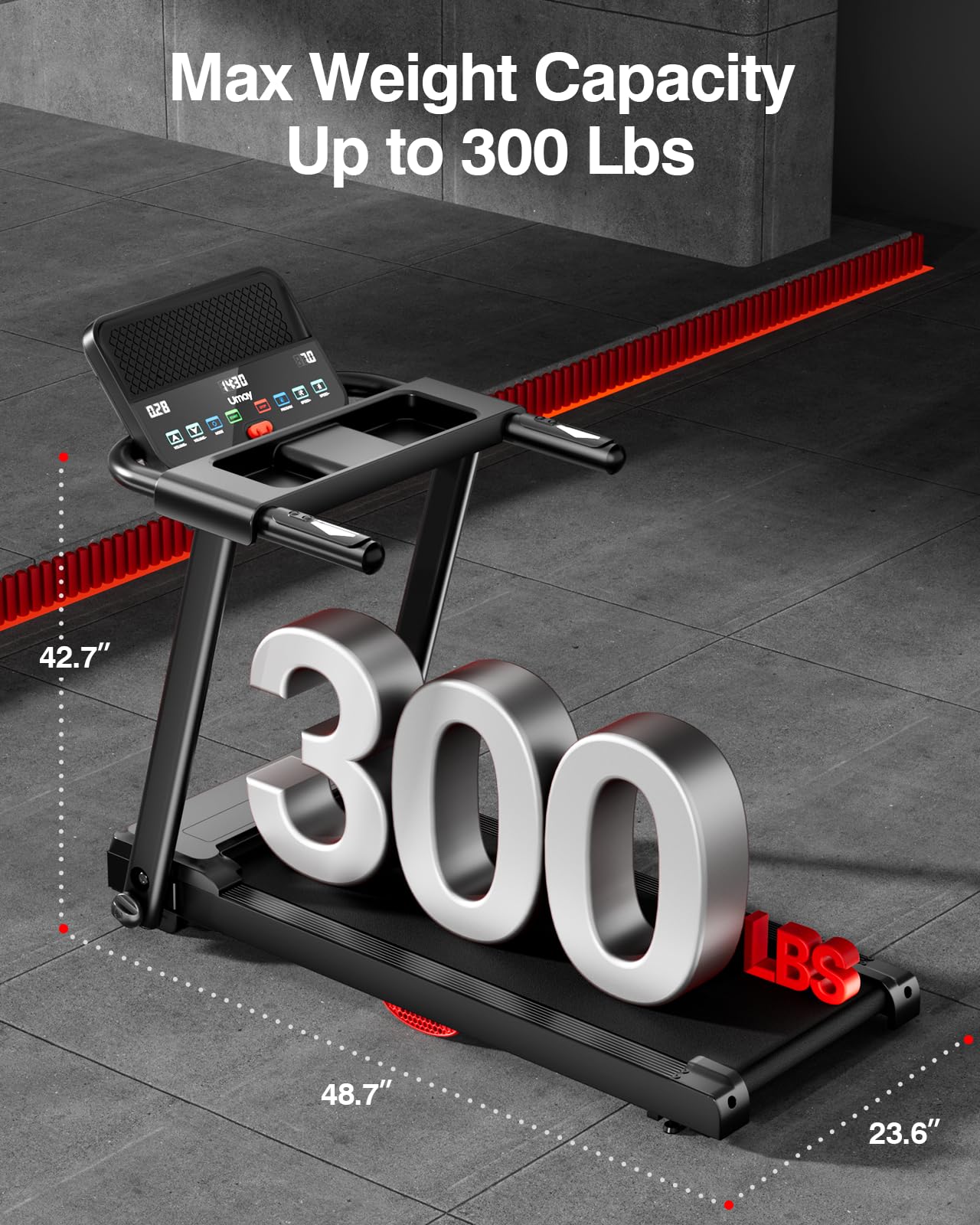 3.0HP Folding Treadmill for Home - Quiet Brushless Motor with Heart Rate Monitor, Dual Cushion System, 300lbs Capacity, Cup & Phone Holder | Perfect for Home Gym, Cardio Workouts & Small Spaces