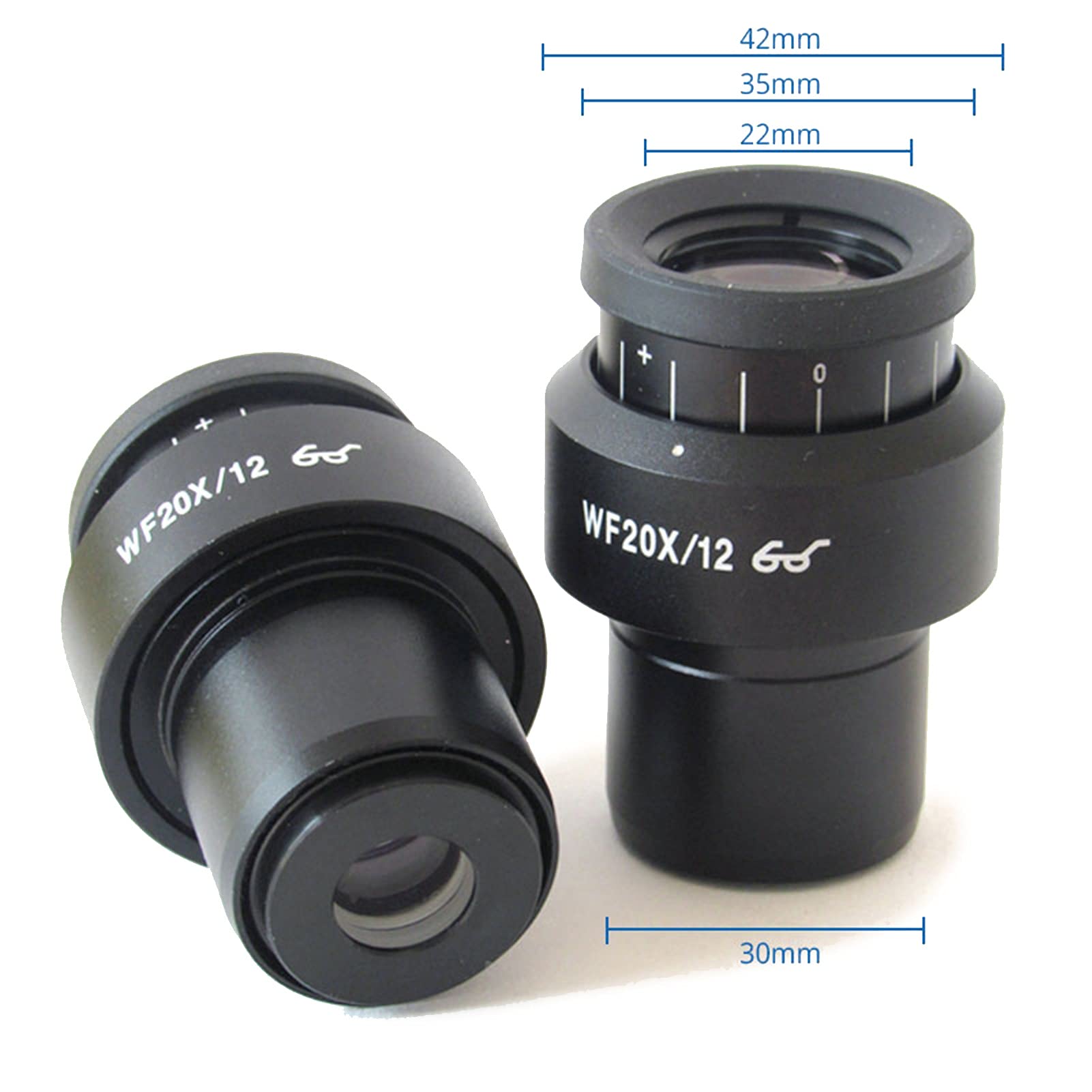 WF20X 12mm Microscope Eyepiece - 20X Wide Field High Eye Point Lens with 30mm Mount for Biological Microscopes | Perfect for Lab Research, Education & Scientific Observation