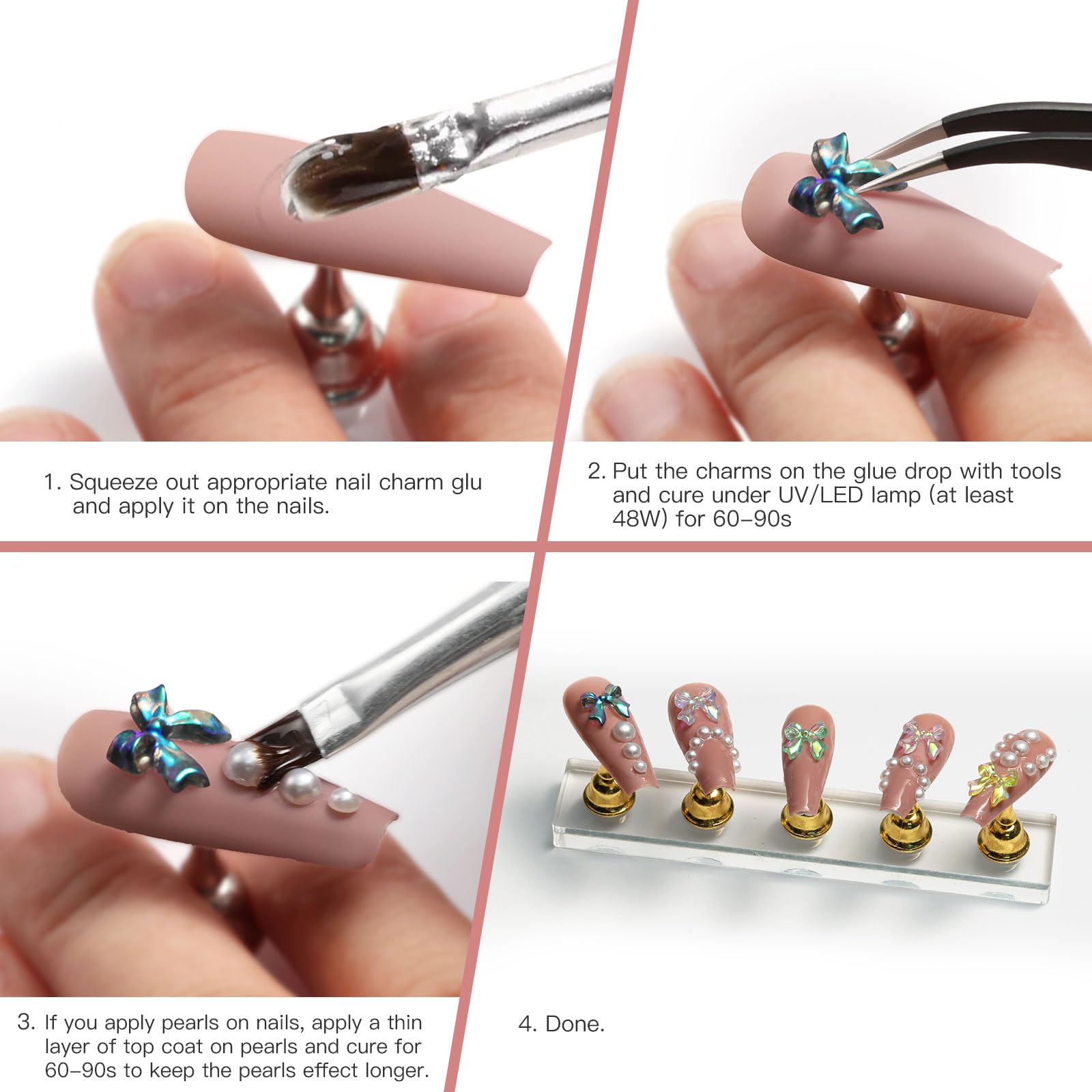 3D Assorted Resin Nail Charms - Hollow Pearl Heart, Gummy Bear, Star & Lollipop Acrylic Beads for Nail Art Designs & DIY Crafts | Perfect for Manicures, Nail Extensions & Creative Gift Making