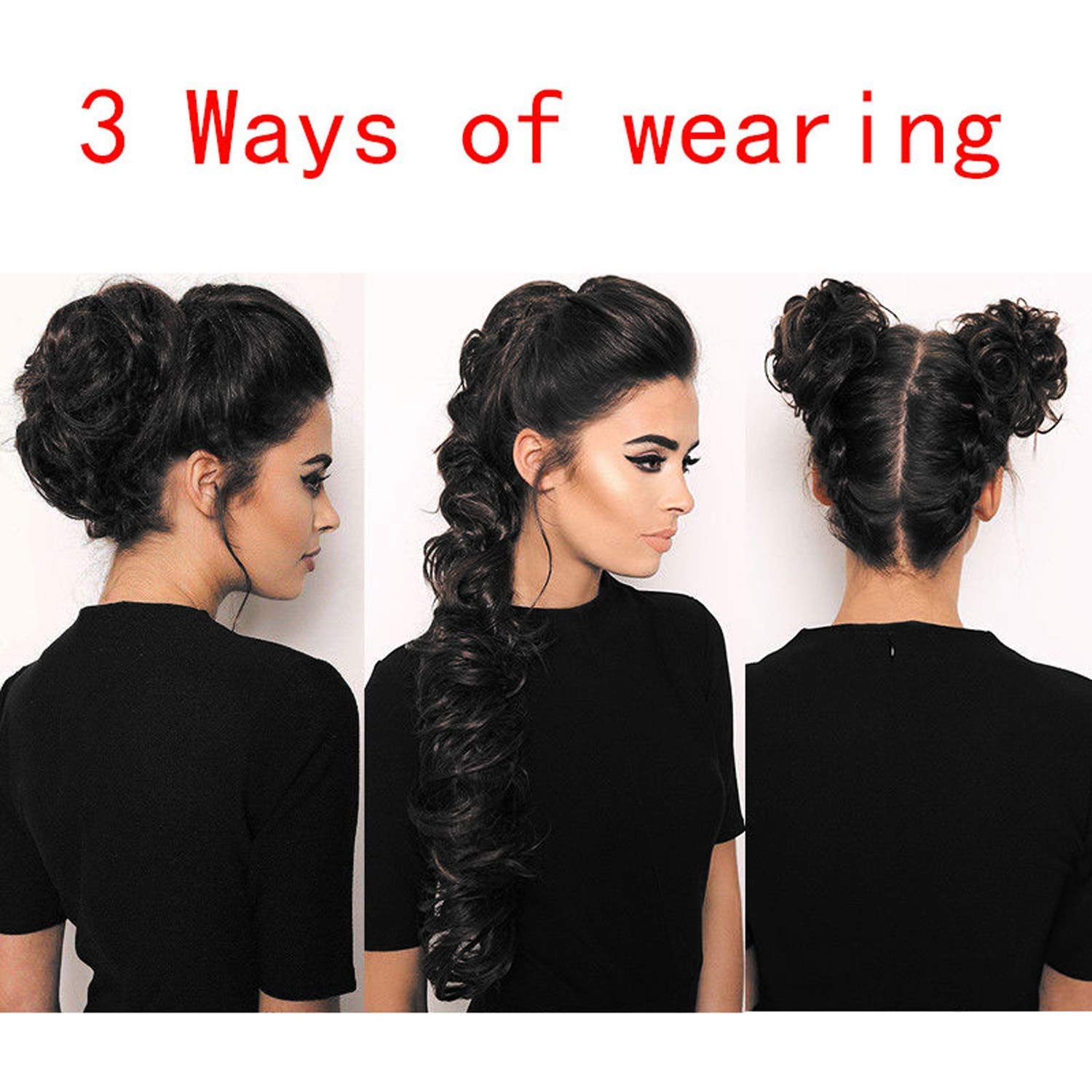 KAVIN Synthetic Frill Ponytail Hair Extension - Messy Juda Bun Maker in Light Brown with Highlighter | Perfect for Women's Party, Wedding & Cosplay Hairstyles | Pack of 1