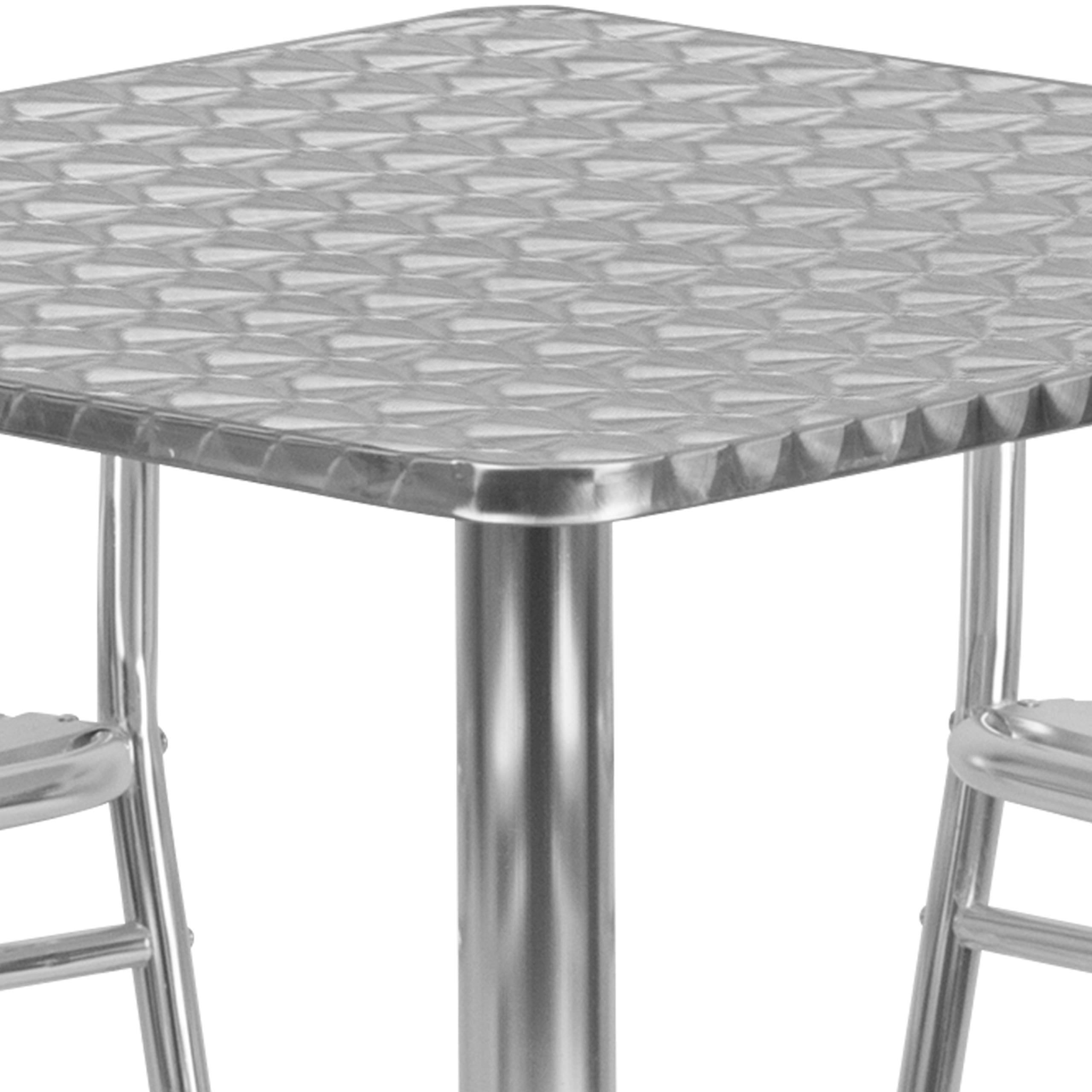 Flash Furniture 5-Piece Aluminum Patio Dining Set with Square Table & 4 Slat Back Chairs - Indoor/Outdoor Bistro Set in Silver | Perfect for Backyard, Garden, Poolside & Restaurant Outdoor Seating