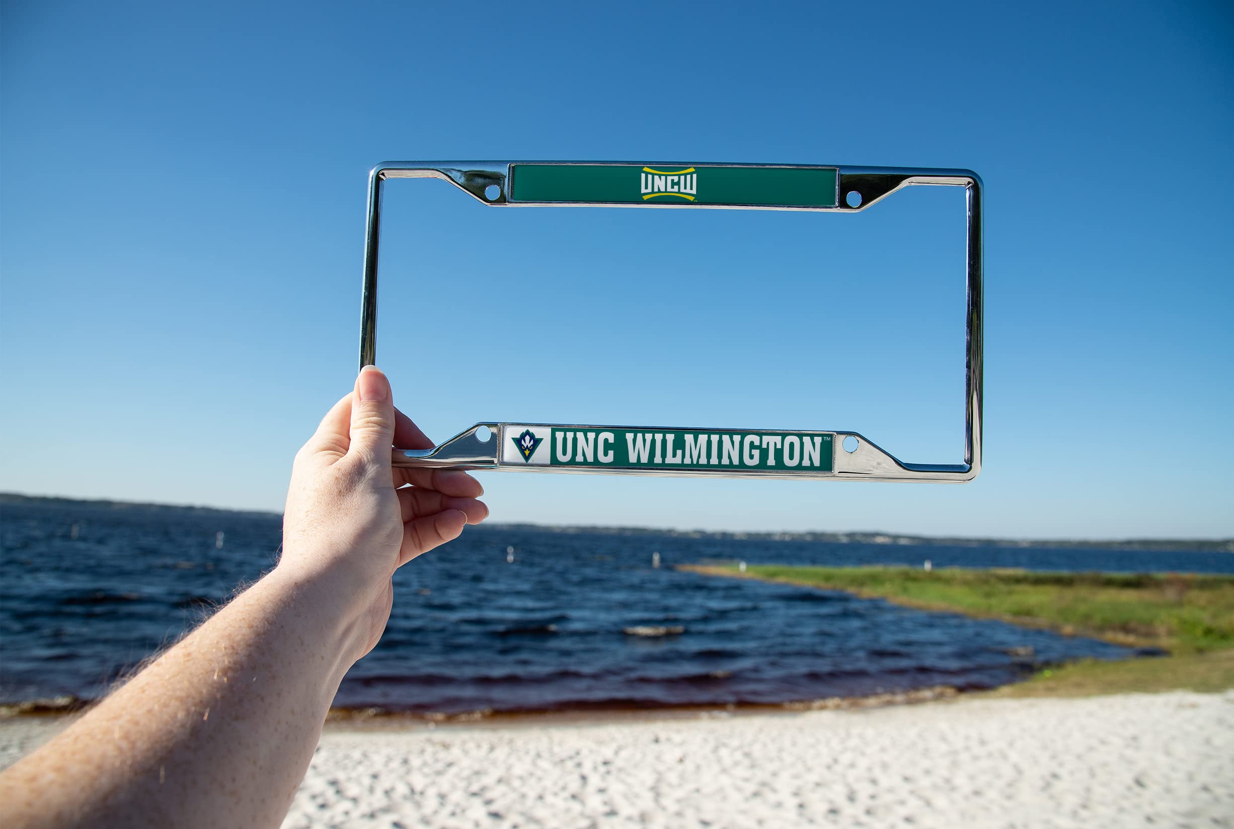 UNC Wilmington Seahawks Metal License Plate Frame - Desert Cactus Design Car Accessory for Front/Rear Bumper - Perfect for Alumni, Fans & Car Enthusiasts - Show School Spirit on Campus or Game Day