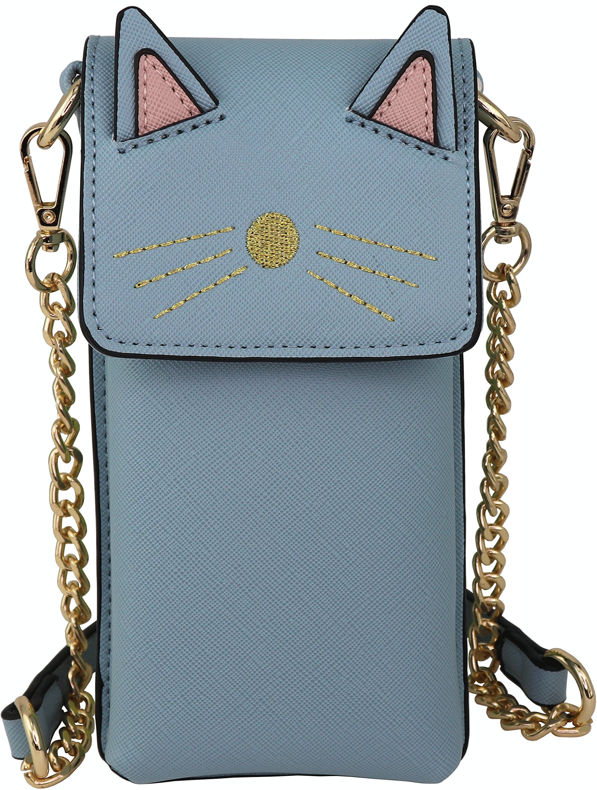 B BRENTANO Vegan Saffiano Leather Cat Crossbody Phone Purse for Women - Stylish & Durable Small Shoulder Bag for iPhone, Wallet & Essentials - Perfect for Work, Travel & Everyday Use