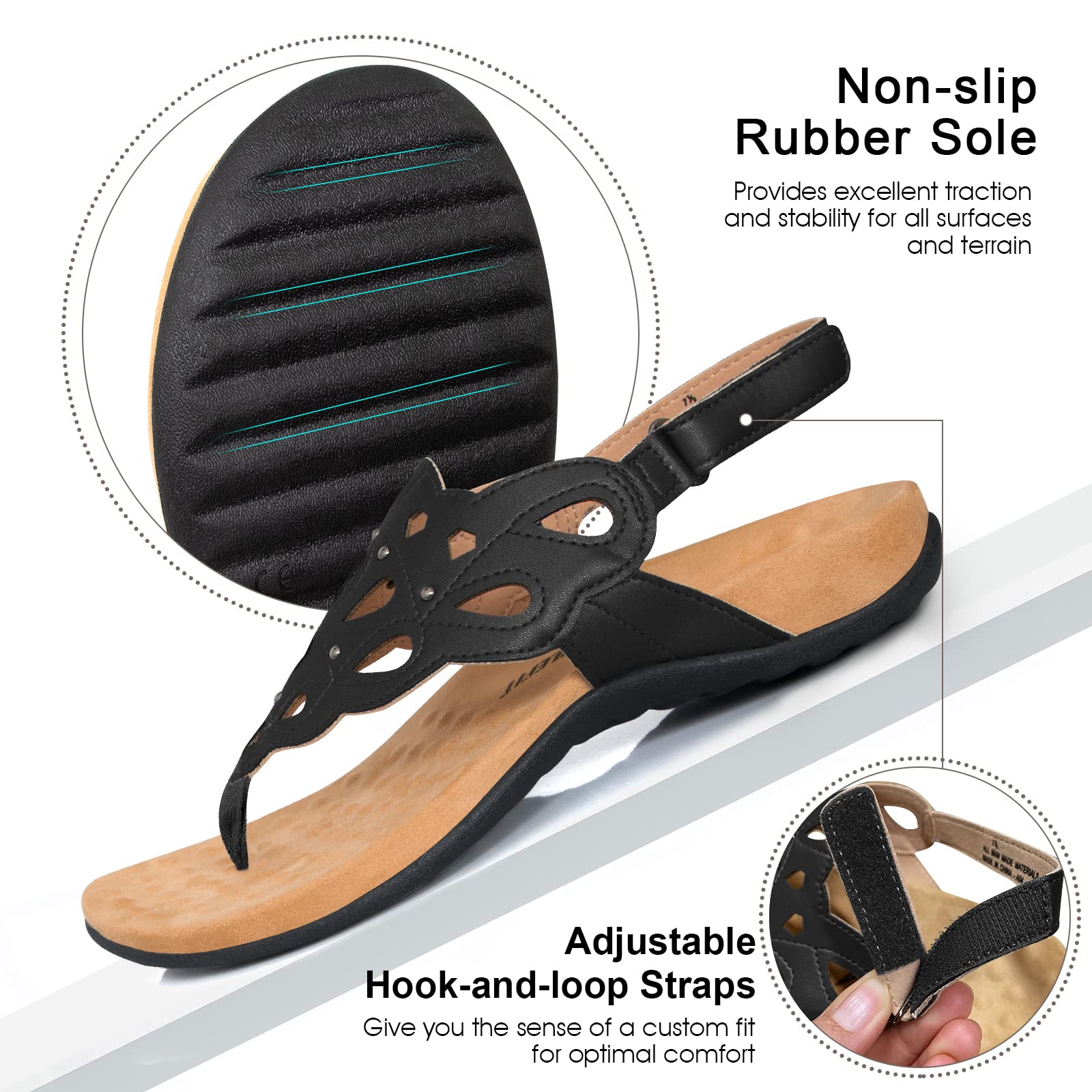 Athlefit Women's Arch Support Orthotic Sandals - Comfortable Walking Shoes with Orthopedic Thong Design for Plantar Fasciitis Relief | Perfect for Beach, Pool, Travel & Everyday Wear