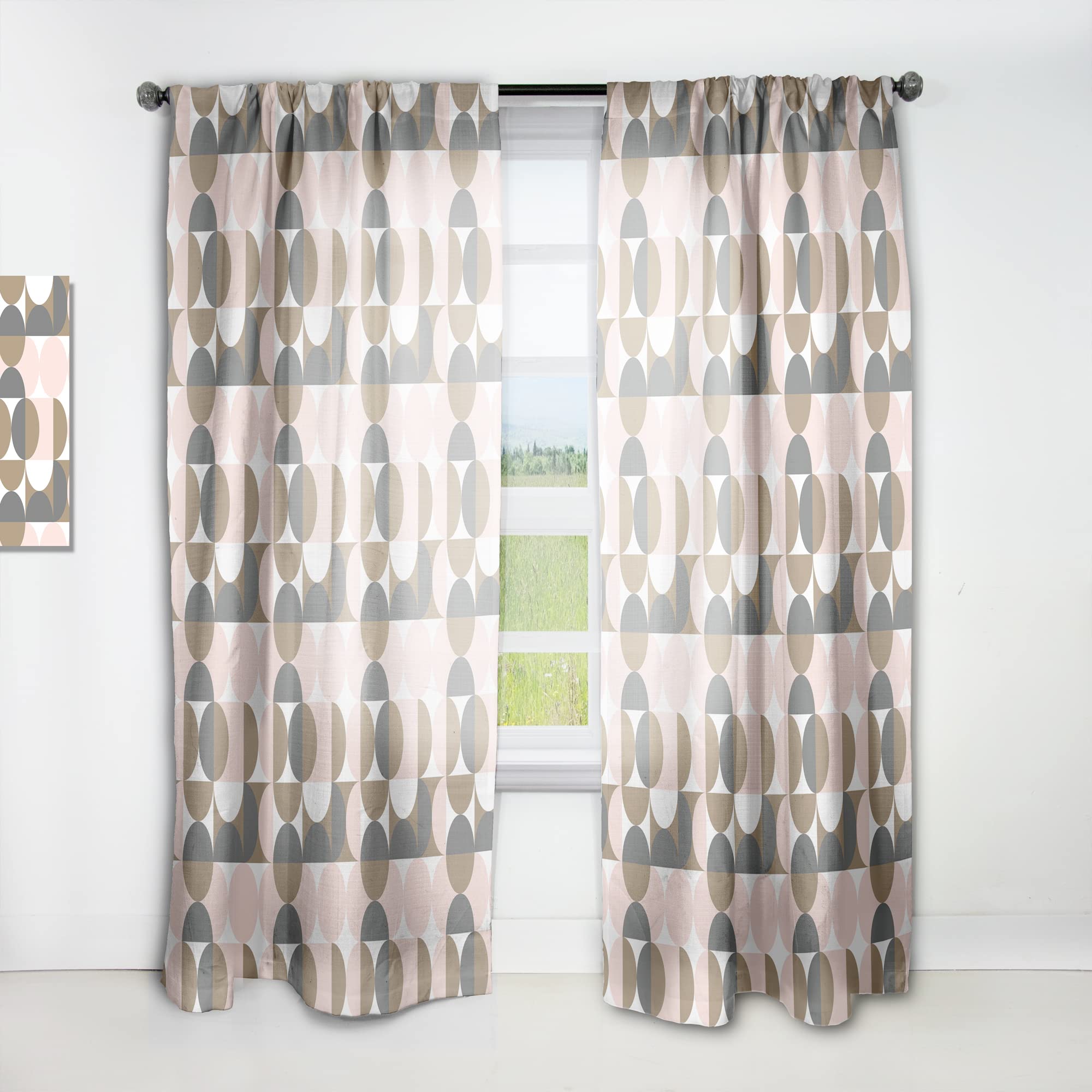 DesignQ Retro Circular Pattern IV Thermal Insulated Curtains - Single Panel 52x120 - Blackout Drapes for Bedroom & Living Room - Perfect for Home Decor & Light Control