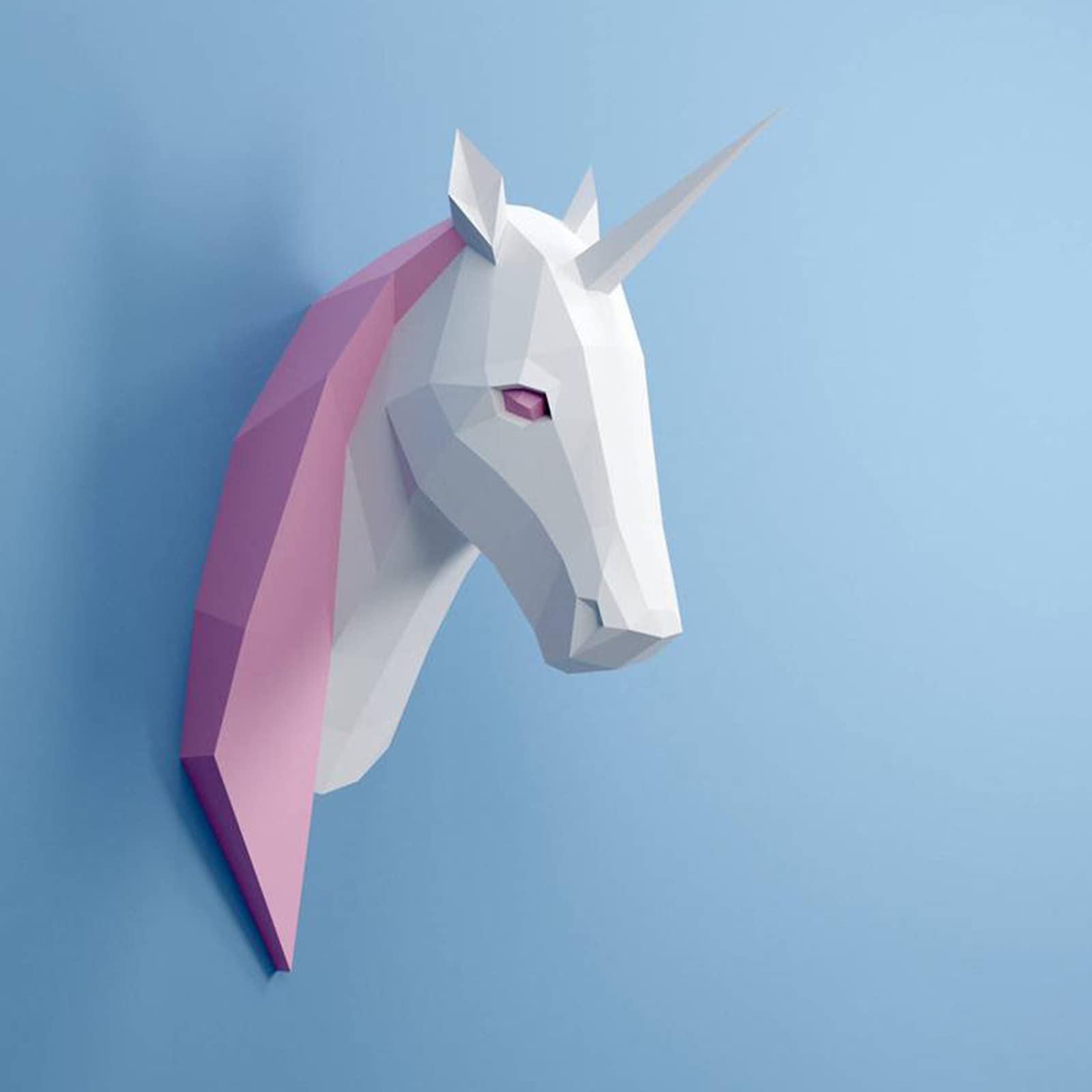 3D Unicorn Head Paper Sculpture DIY Wall Decor for Kids Room