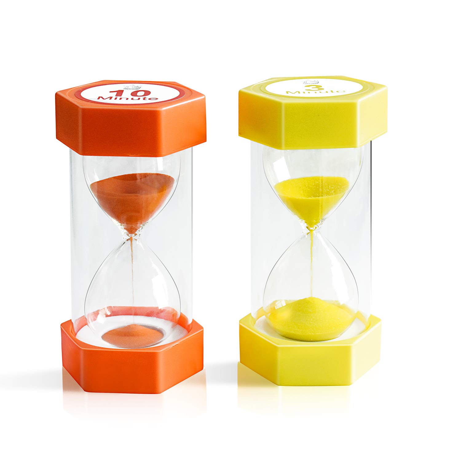 XINBAOHONG 3 & 10 Minute Sand Timer Hourglass - Colorful Classroom Timer for Kids, Games, Cooking, Meetings & Productivity - Pack of 2 (4.7