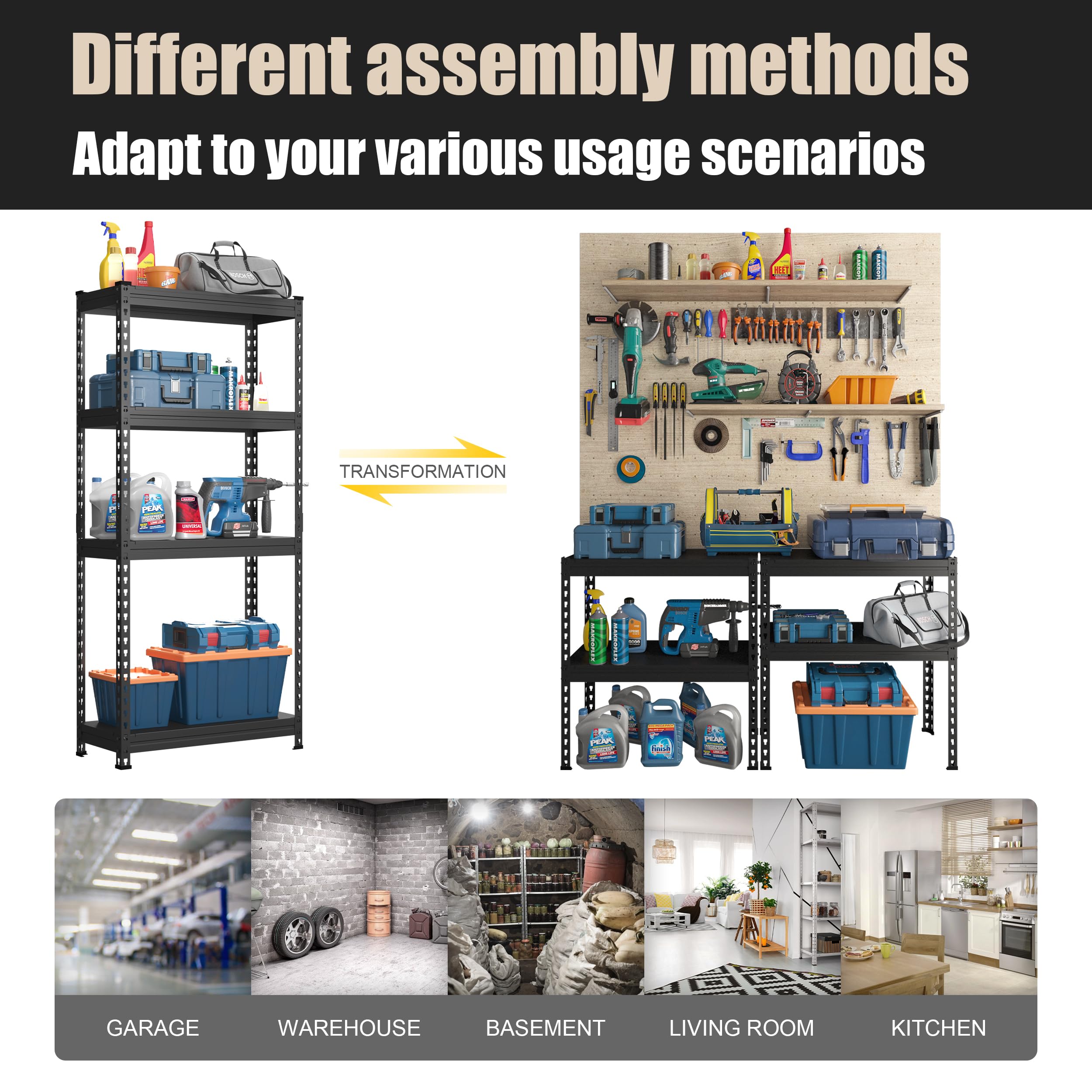 PrimeZone 3-Pack Heavy Duty 4-Tier Adjustable Metal Storage Shelves 28