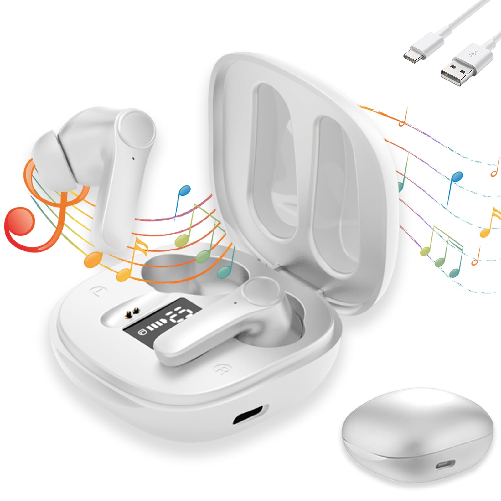 Luniva Translator Pods - Real-Time Translation Earbuds with 144 Languages Support | Wireless Bluetooth Earbuds for Travel, Business Meetings & Language Learning (White)