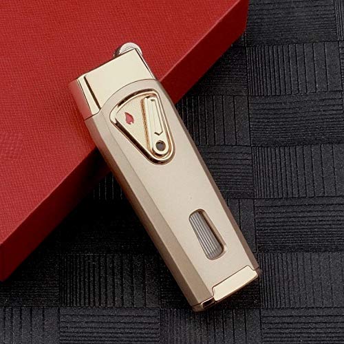Katzone - Dual Jet Flame Torch Lighter for Cigars & Cigarettes, Windproof Butane Lighter with Flint (Gold) - Perfect for Outdoor Smoking, Camping & BBQ