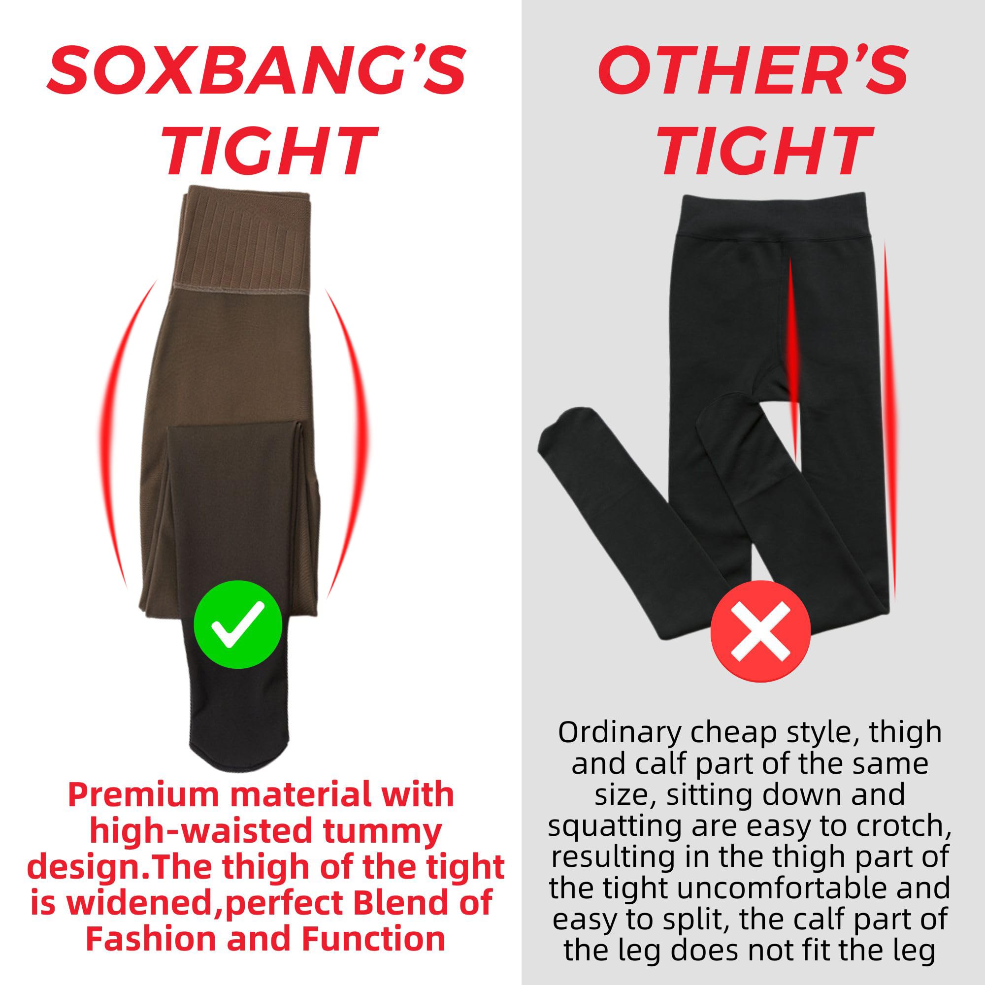 **Soxbang Women's Fleece Lined Thermal Tights - High Waist Opaque Leggings, Fake Translucent Warm Pantyhose for Winter, Yoga & Everyday Wear**