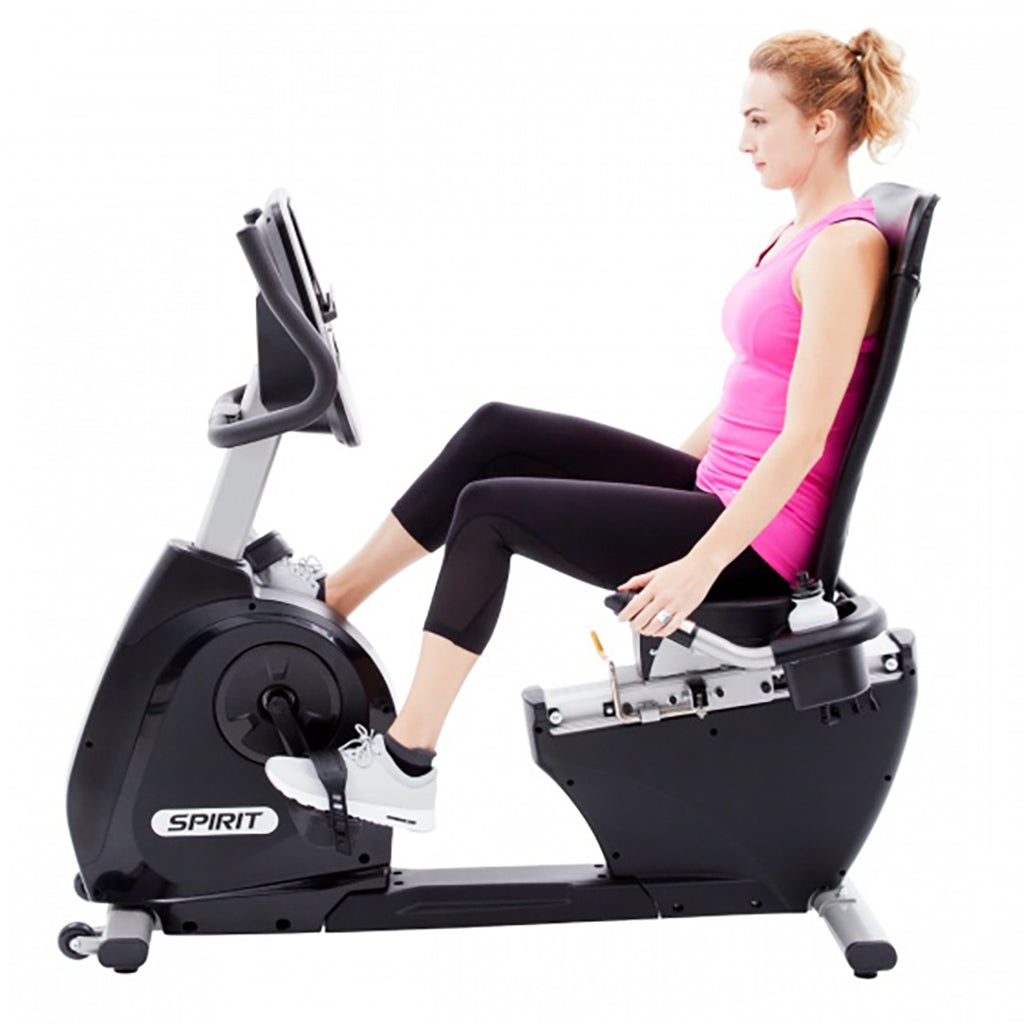 Spirit XBR55 Recumbent Exercise Bike for Home Gym - Foldable Indoor Cycling Bike with LCD Monitor & Adjustable Resistance - Perfect for Low-Impact Cardio Workouts & Physical Therapy
