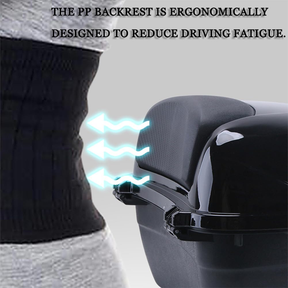 28L Waterproof Universal Scooter Top Case - Lockable Hard Tail Trunk with Backrest & Plate for Scooters, Quads, Motorbikes (Silver, 41.5x37x27.5cm) - Perfect for Commuting, Storage & Helmet Security