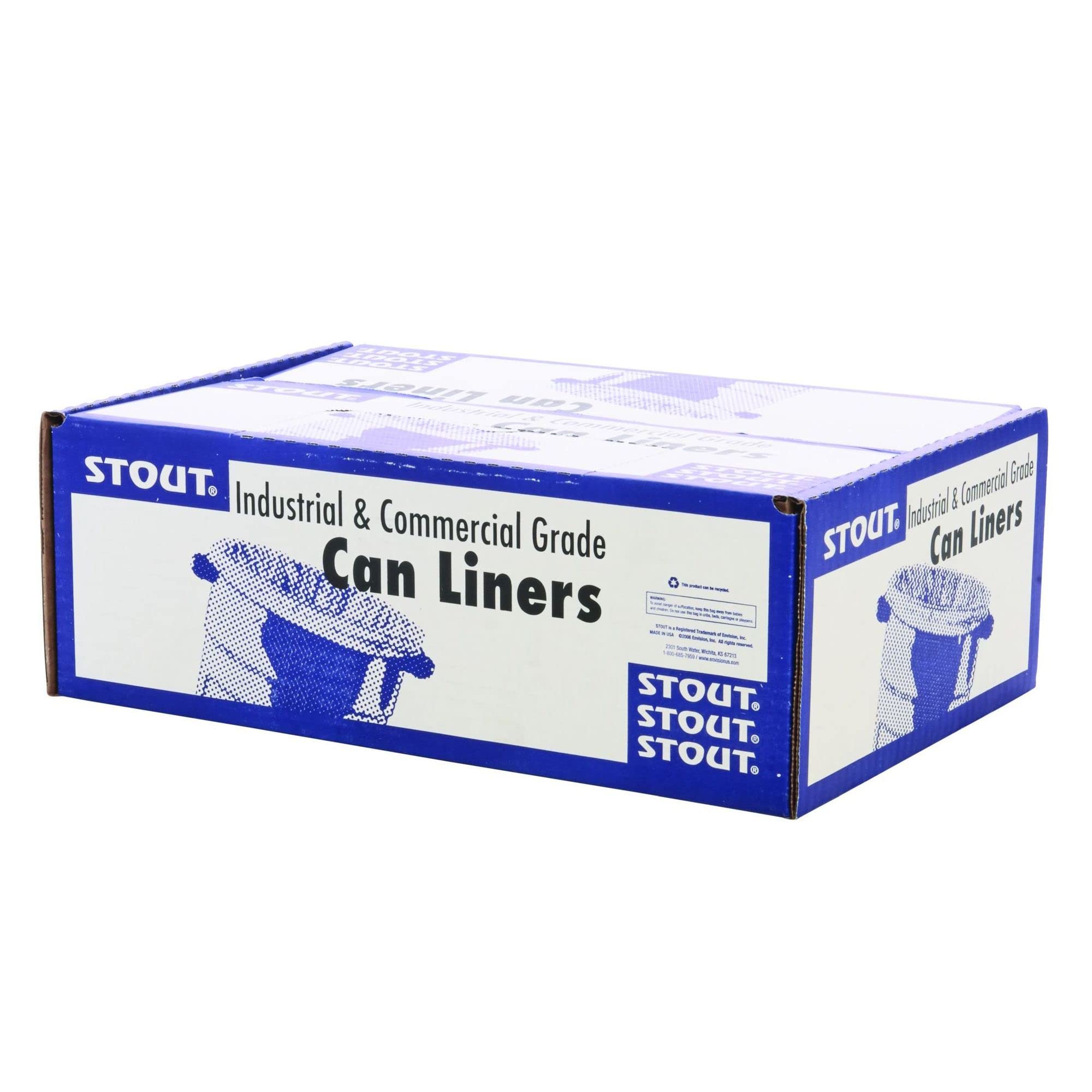 Envision Stout L3858C13 ProPerformance 60 Gallon Heavy Duty Trash Bags - 100 Count, 1.3 mil Thick Industrial Garbage Bags, Puncture & Tear Resistant, Clear - Perfect for Commercial Kitchens, Warehouses & Outdoor Events