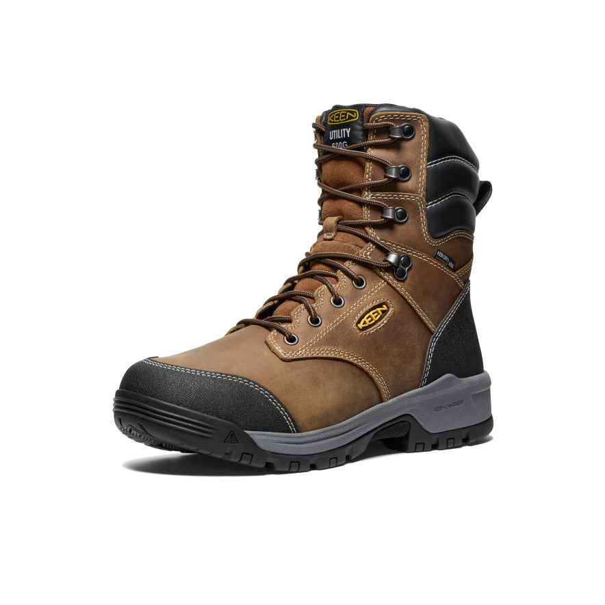 Men's Evanston 8 Insulated Waterproof Work Boots (Soft Toe) - Bison/Black - Winter Snow & Construction Site Safety Footwear