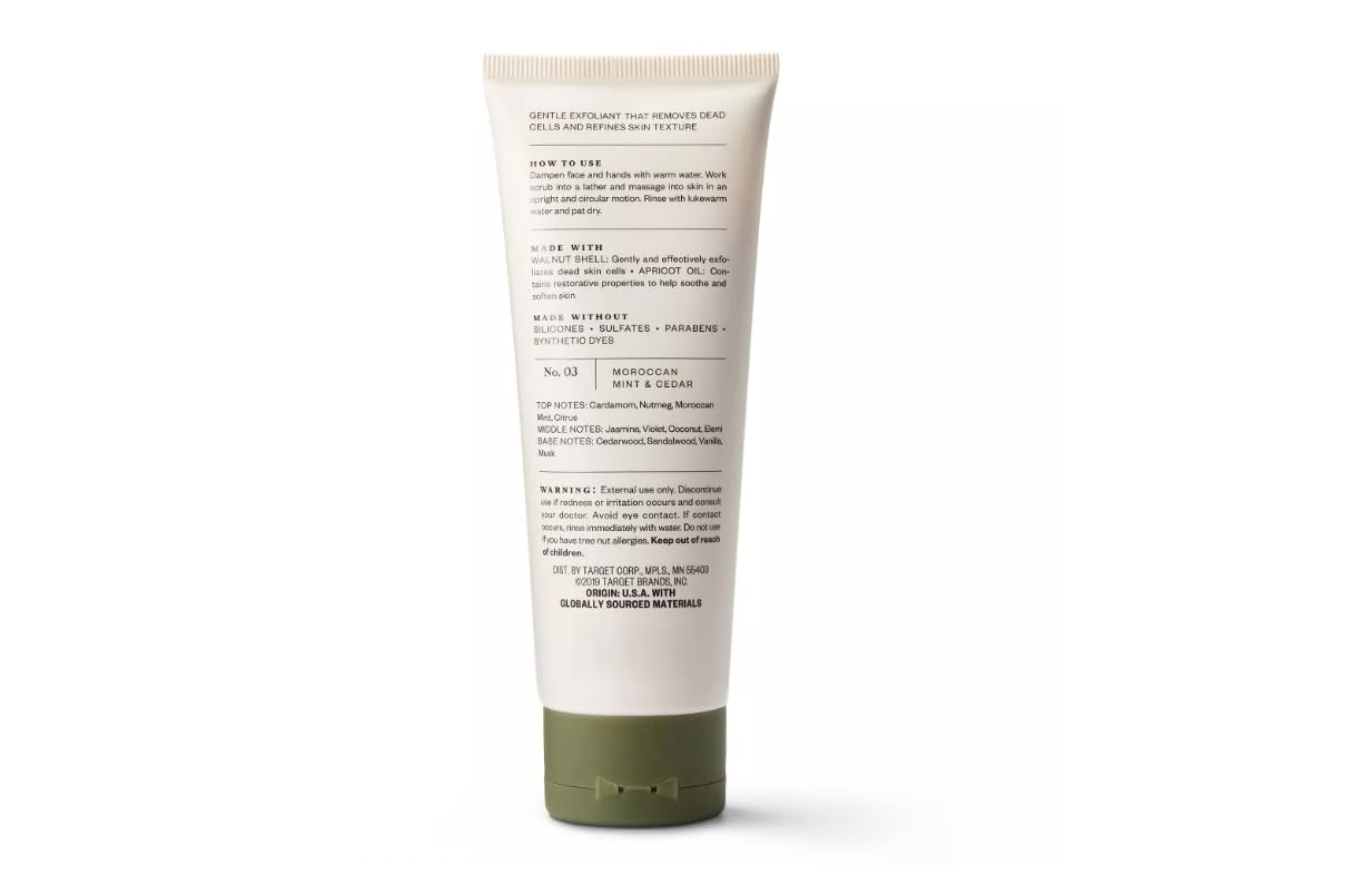 Goodfellow & Co Moroccan Mint & Cedarwood Face Scrub & Beard Wash Set - 4 oz Each | Exfoliating & Cleansing for Men's Skincare & Grooming Routine
