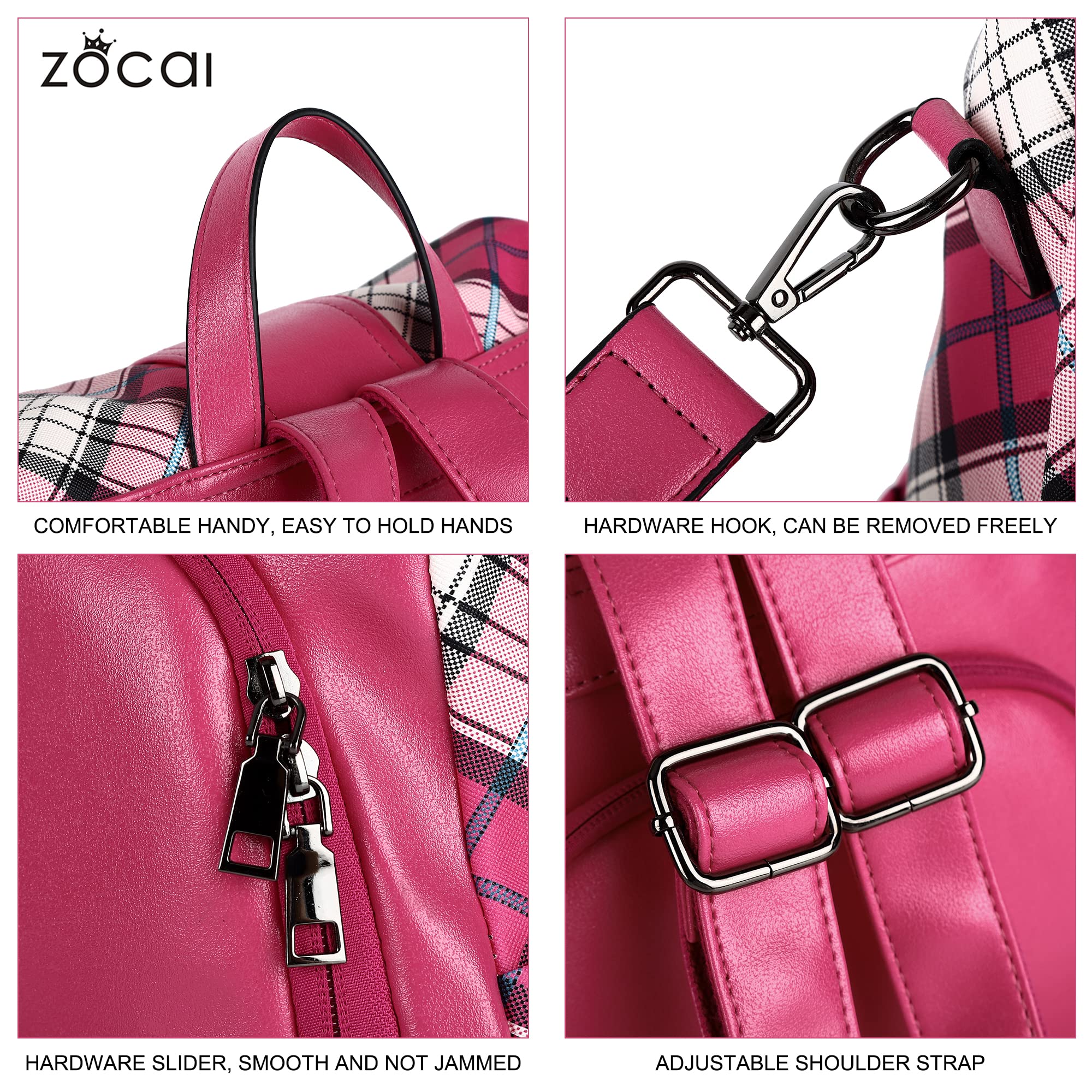 ZOCAI Women's Fashion Backpack Purse - PU Leather Anti-Theft Shoulder Bag & Satchel Daypack for Work, Travel & Daily Use