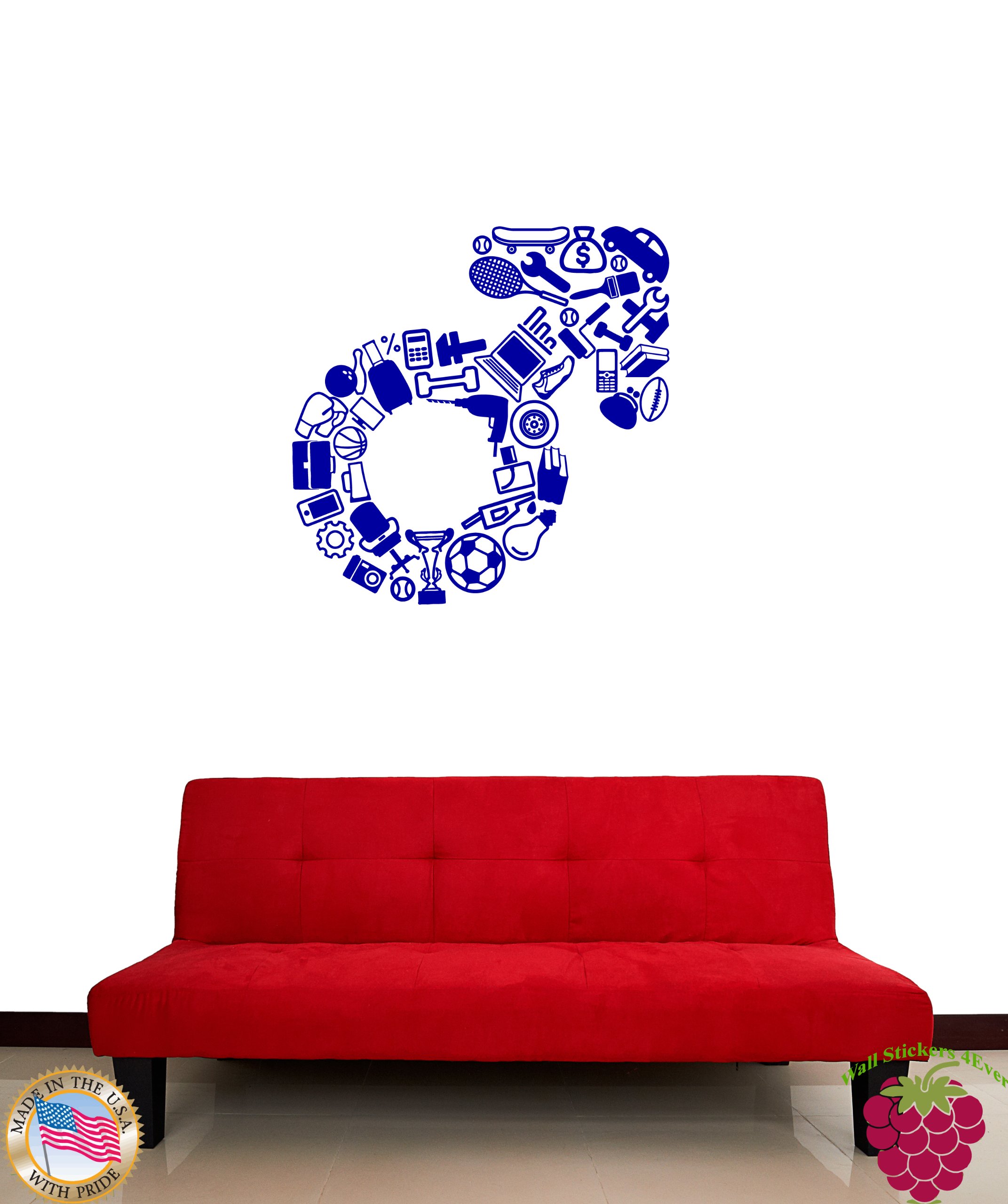 Man Symbol Wall Decals - Vinyl Stickers for Garage, Living Room, Bedroom & Office Decor | Durable & Easy to Apply (Style z1374)