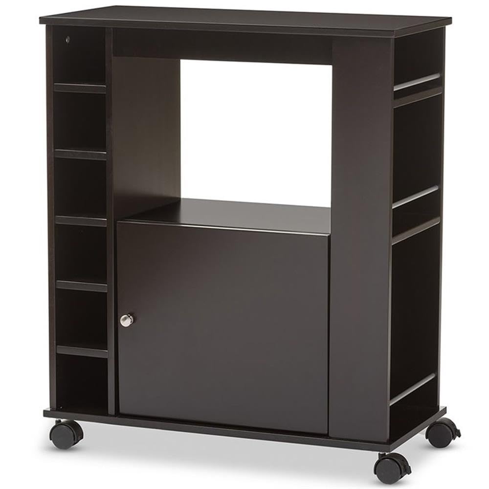 Baxton Studio Ontario Modern & Contemporary Dark Brown Wood Dry Bar & Wine Cabinet - Perfect for Home Bar, Dining Room & Entertaining Spaces