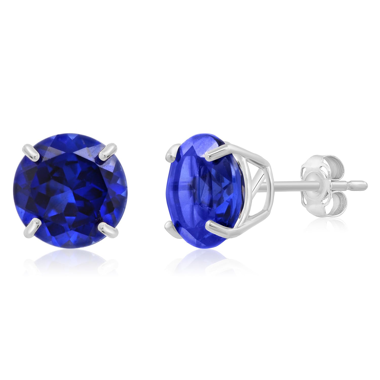 14K Gold Large Round Stud Earrings for Women - 9mm Birthstone Earrings | Gemstone Stud Earrings | Perfect Gift for Birthday, Anniversary & Mother's Day | Elegant Jewelry for Everyday Wear & Special Occasions