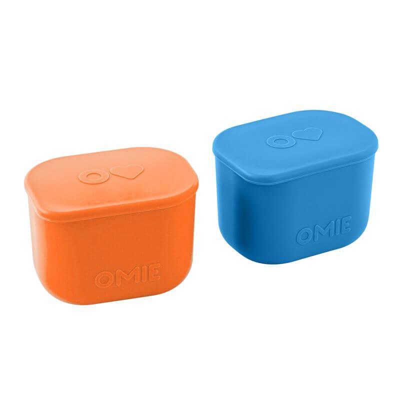 Omie Set of 2 Silicone Dip Containers - Blue & Orange - Perfect for Sauces, Dressings, and Snacks at Parties, BBQs, and Family Gatherings