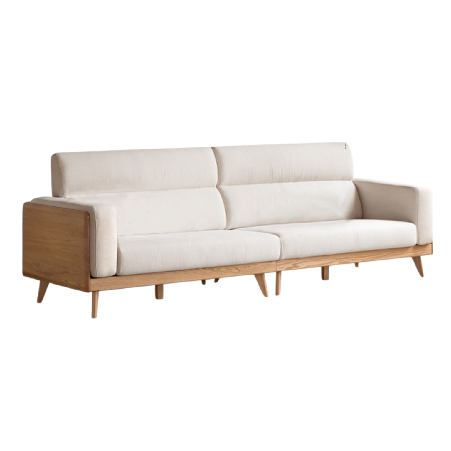 110.2x35x37 inch / 280x89x94 cm / Natural Wood Color / pear white color fabric sofa imitation cotton