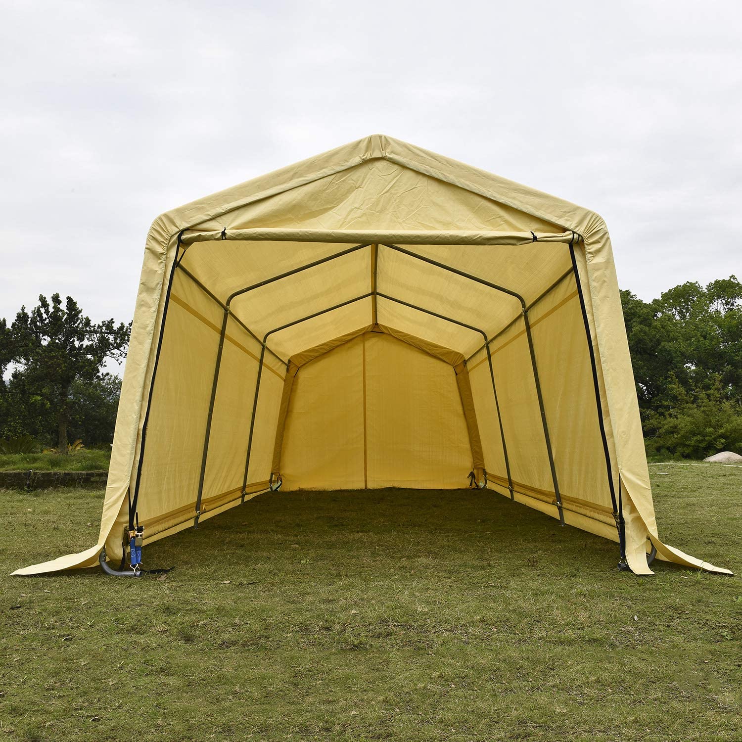 10x17 FT Heavy Duty Storage Shelter Garage Shed - Waterproof Yellow Canopy | Model 115601 | Perfect for Outdoor Equipment Storage, Garden Tools, and Vehicle Protection