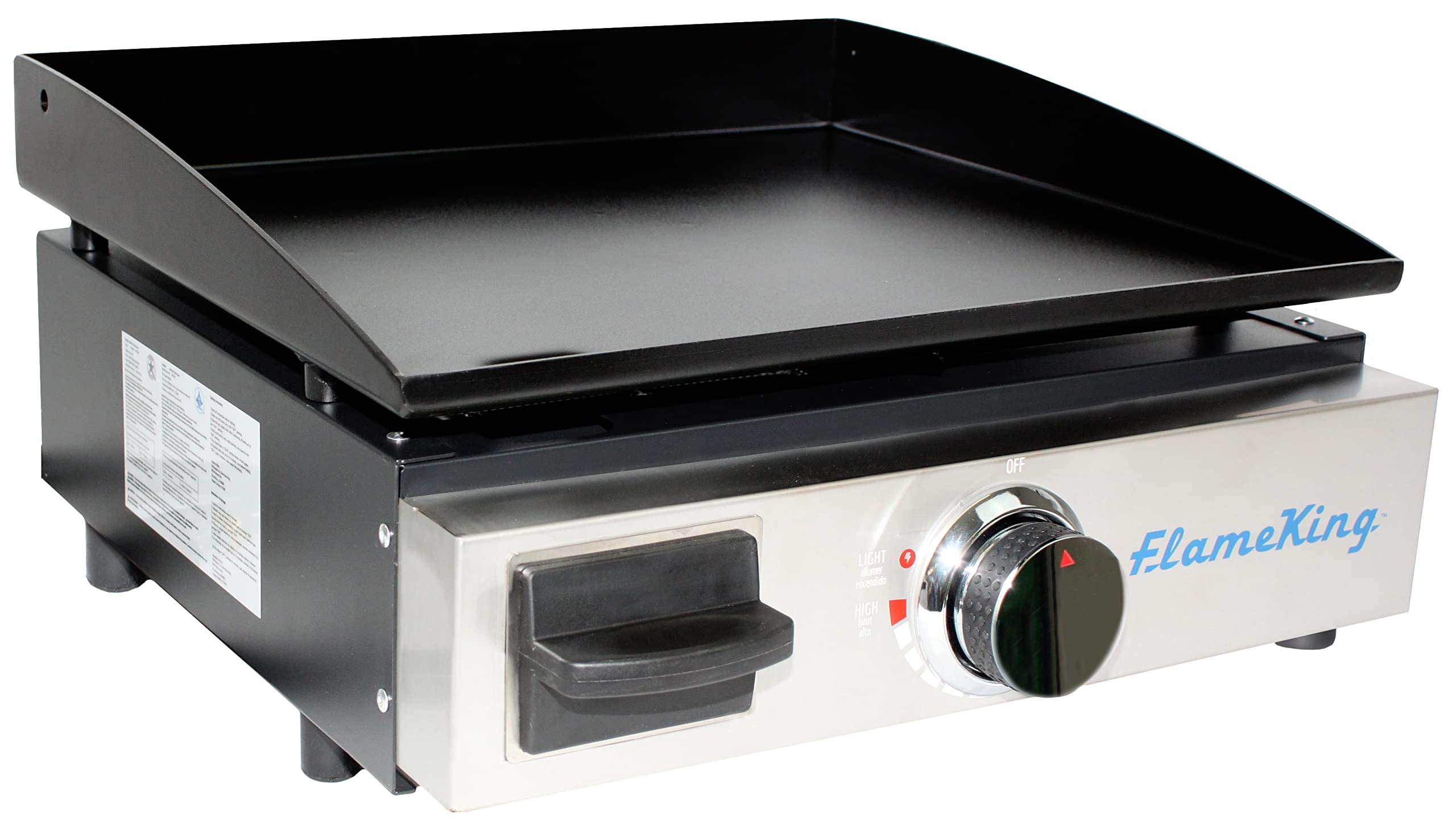 Flame King 17-Inch Flat Top Griddle with Regulator - Propane Gas Griddle for BBQ, RV Pullout Kitchen & Outdoor Cooking - Perfect for Camping, Tailgating and Backyard Grilling