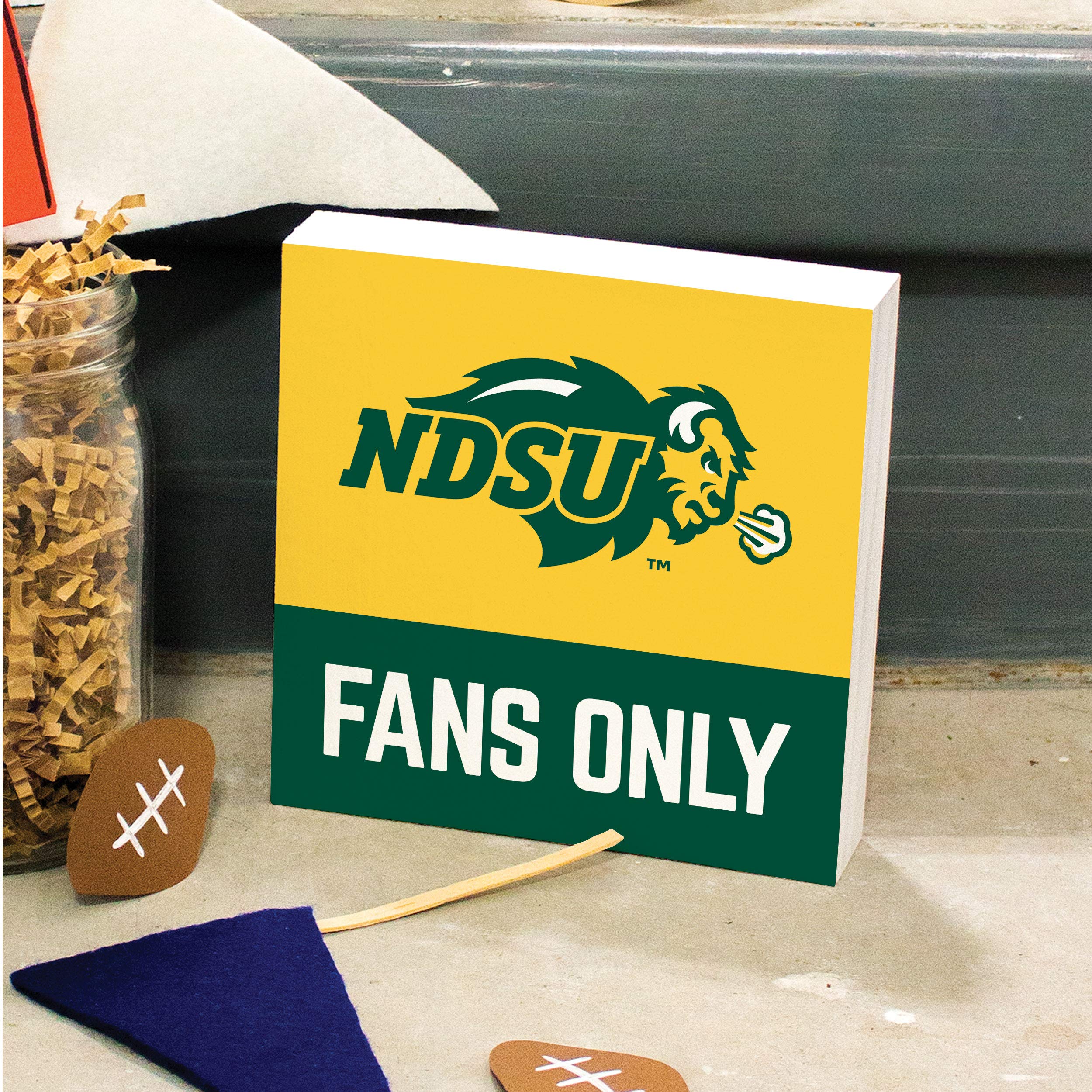 P. Graham Dunn North Dakota State University Fans Wooden Tabletop Block Sign - 5.5 x 5.5 Inch MDF Decorative Plaque for Home, Office & Game Day Decor