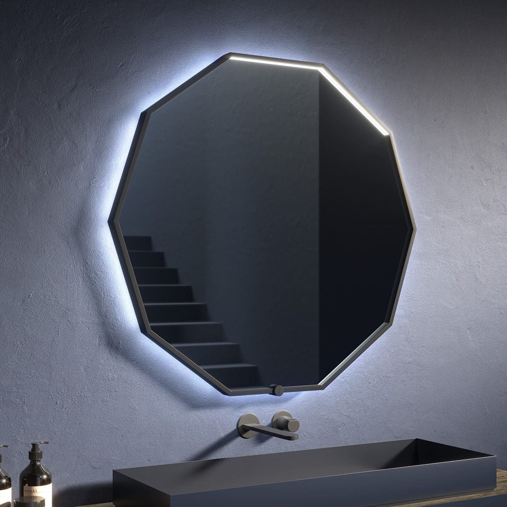 Decorative LED Vanity Mirror with Lights - 48 Inch Wall Mounted Makeup Mirror in Aluminum, Glass & Black Finish - Perfect for Bathroom, Bedroom, or Dressing Room