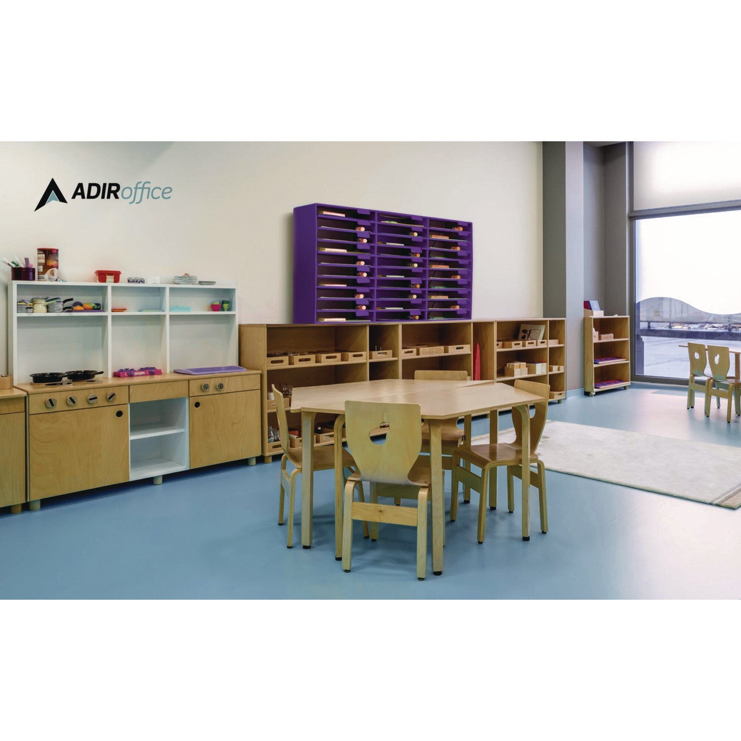 AdirOffice File Organizer with 30 Sections - Letter Size Hanging File Folder Holder (32 x 13 x 21 Inches) - Purple Classroom Literature Organizer for Teachers, Students & Office Use