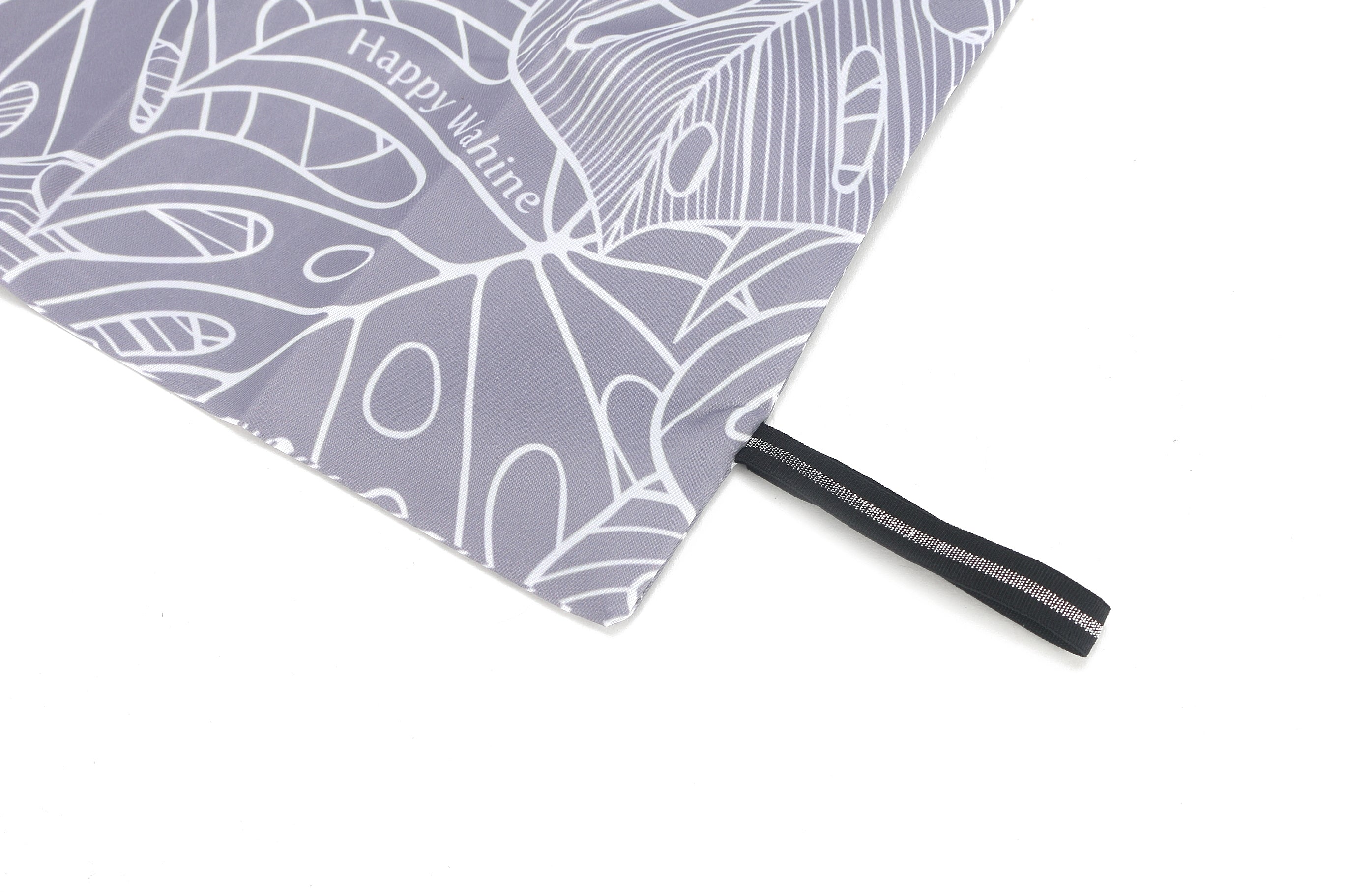 Foldable Tote Bag with Monstera Leaf Design - Stylish Grey Eco-Friendly Shopping Bag for Groceries, Beach, and Travel