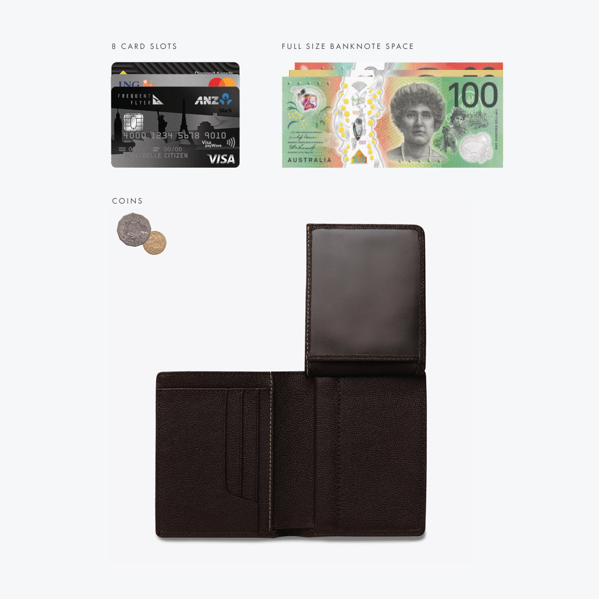 Nathaniel Genuine Leather Wallet for Men - Chocolate Brown RFID Blocking Bifold Wallet - Perfect for Everyday Use, Travel, and Business