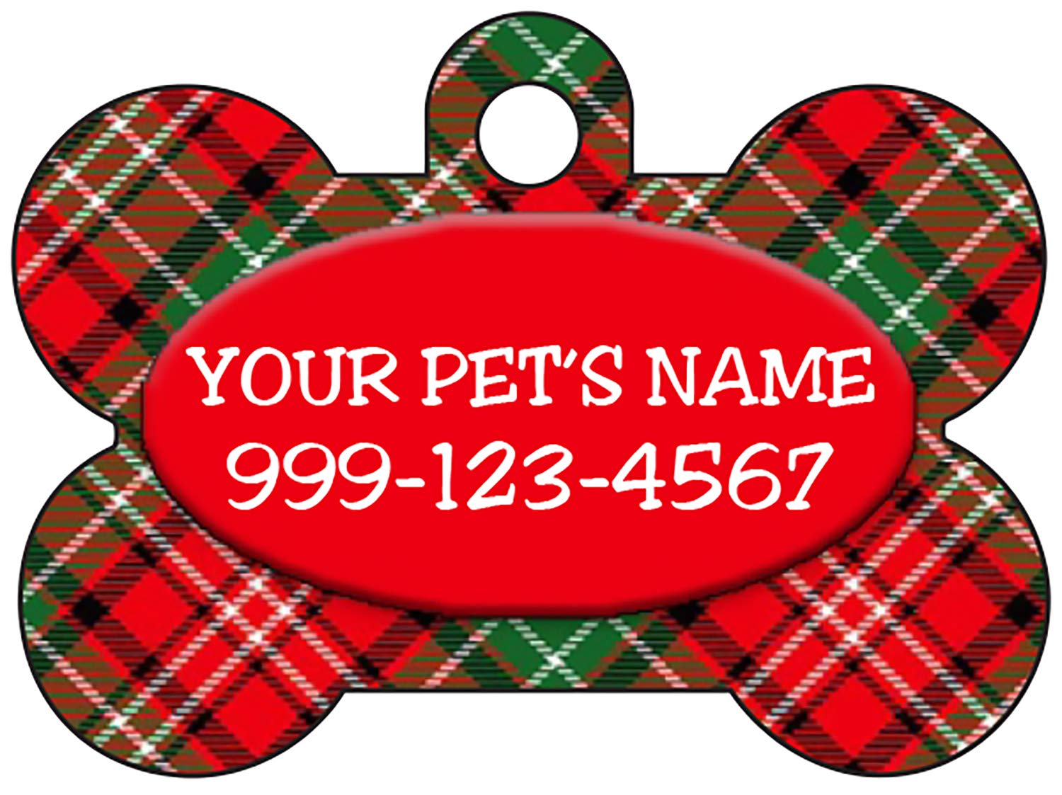 Custom Plaid Pet ID Dog Tag - Personalized for Christmas Gifts