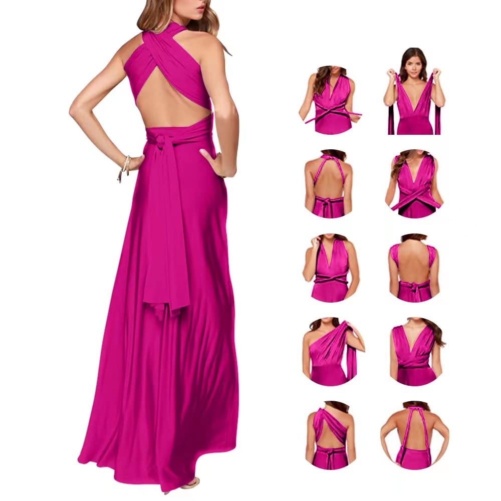 A.dasi Women's Convertible Wrap Dress - Sexy Deep V Neck Backless Maxi Long Evening Dress for Cocktail Party, Wedding, Date Night & Special Occasions
