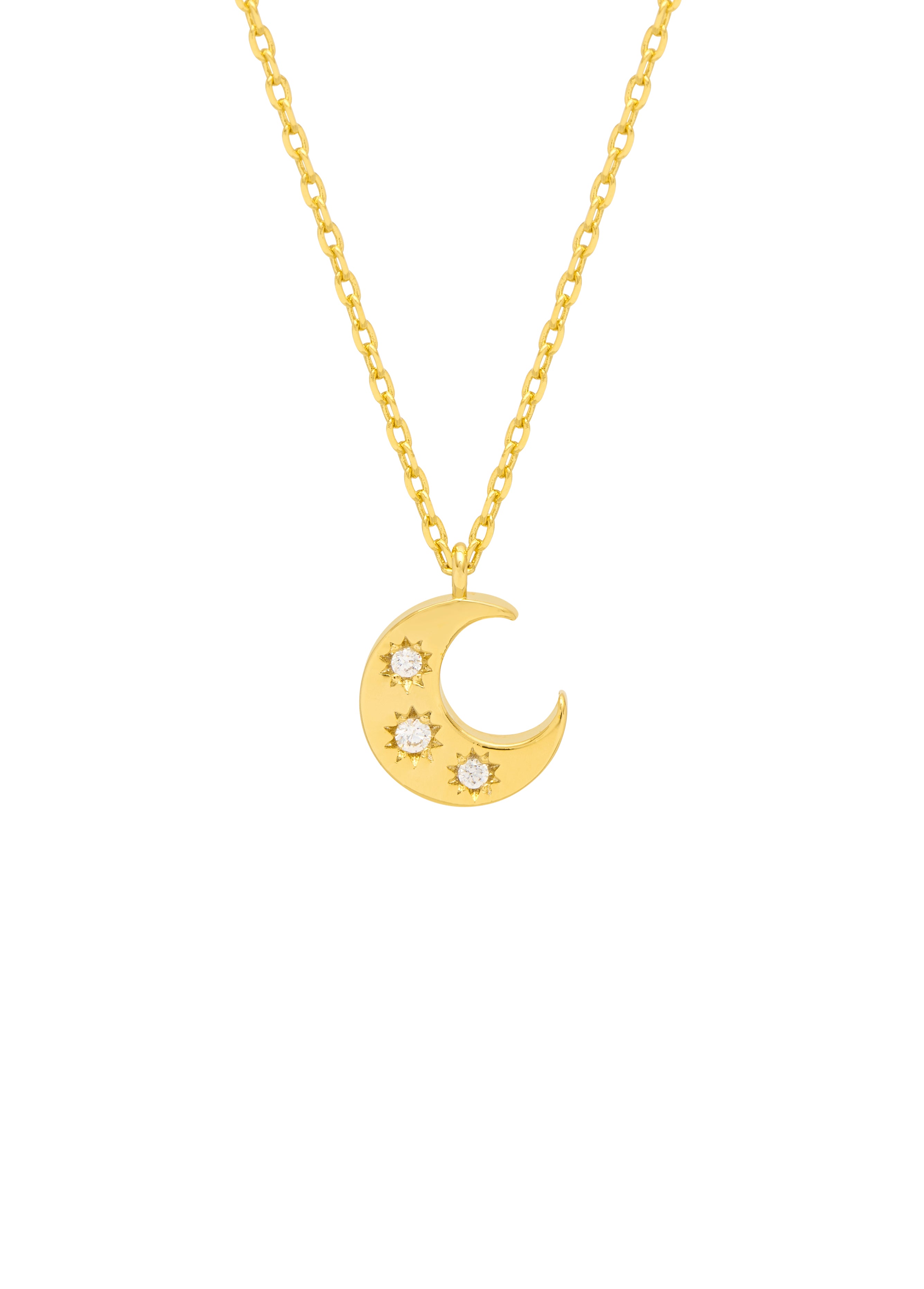 CZ Moon Pendant Necklace - 925 Sterling Silver Elegant Crescent Moon Charm Jewelry for Women - Perfect for Date Night, Gift Giving & Everyday Wear
