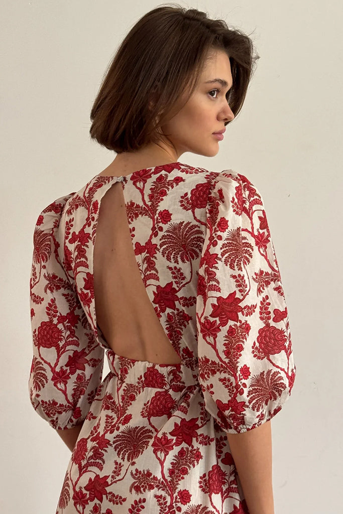 Charli Brooke Floral Red Dress - Elegant Women's Summer Dress for Casual Outings, Parties & Date Nights