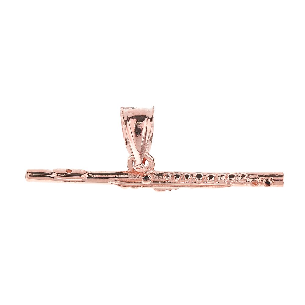10K Rose Gold Flute Pendant Necklace - Elegant Musical Instrument Jewelry for Women - Perfect Gift for Musicians, Music Lovers & Graduation