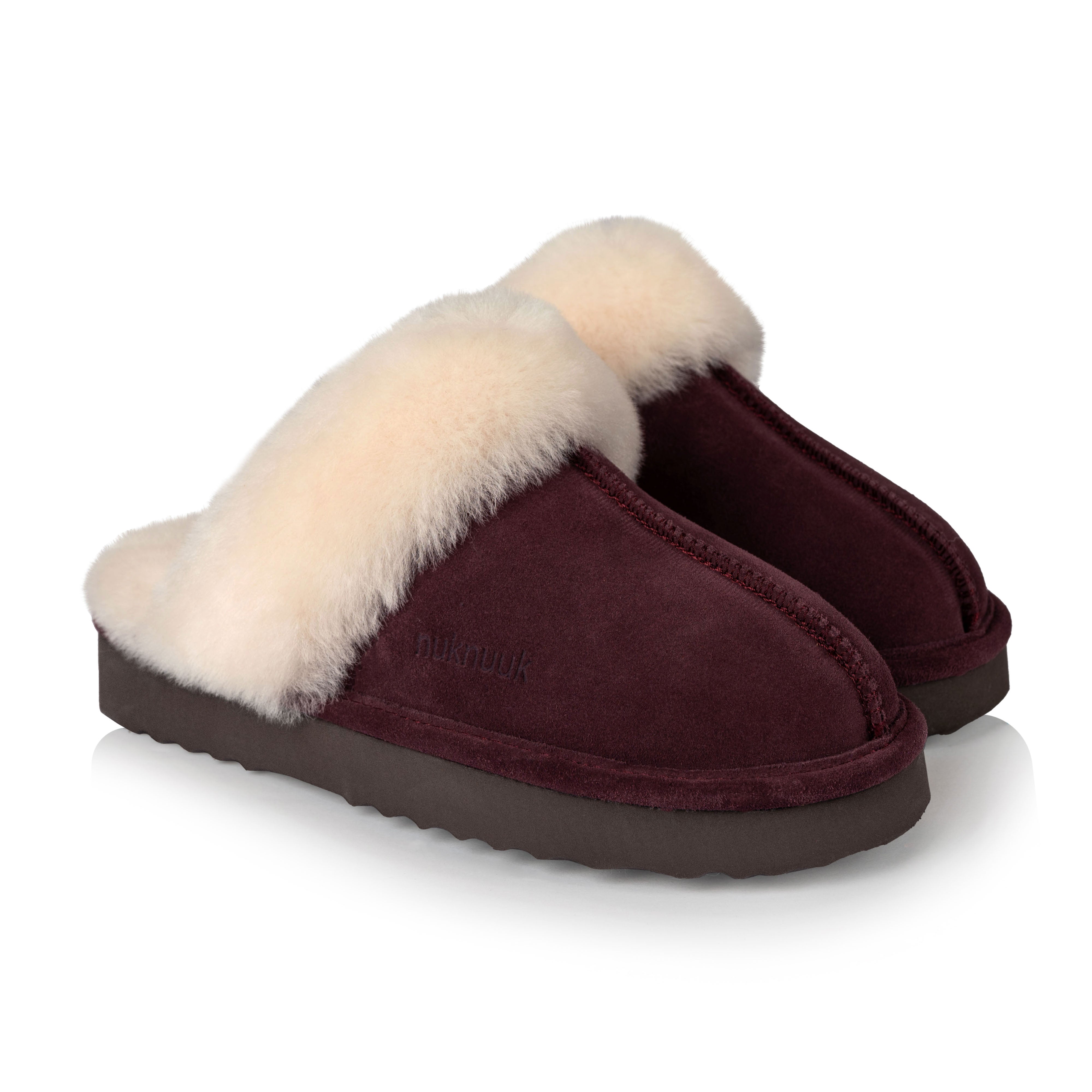 Harlow Women's Fuzzy House Slippers - Soft Plush Indoor/Outdoor Slides for Comfort & Warmth - Perfect for Home, Lounge & Backyard (Aubergine/Purple)