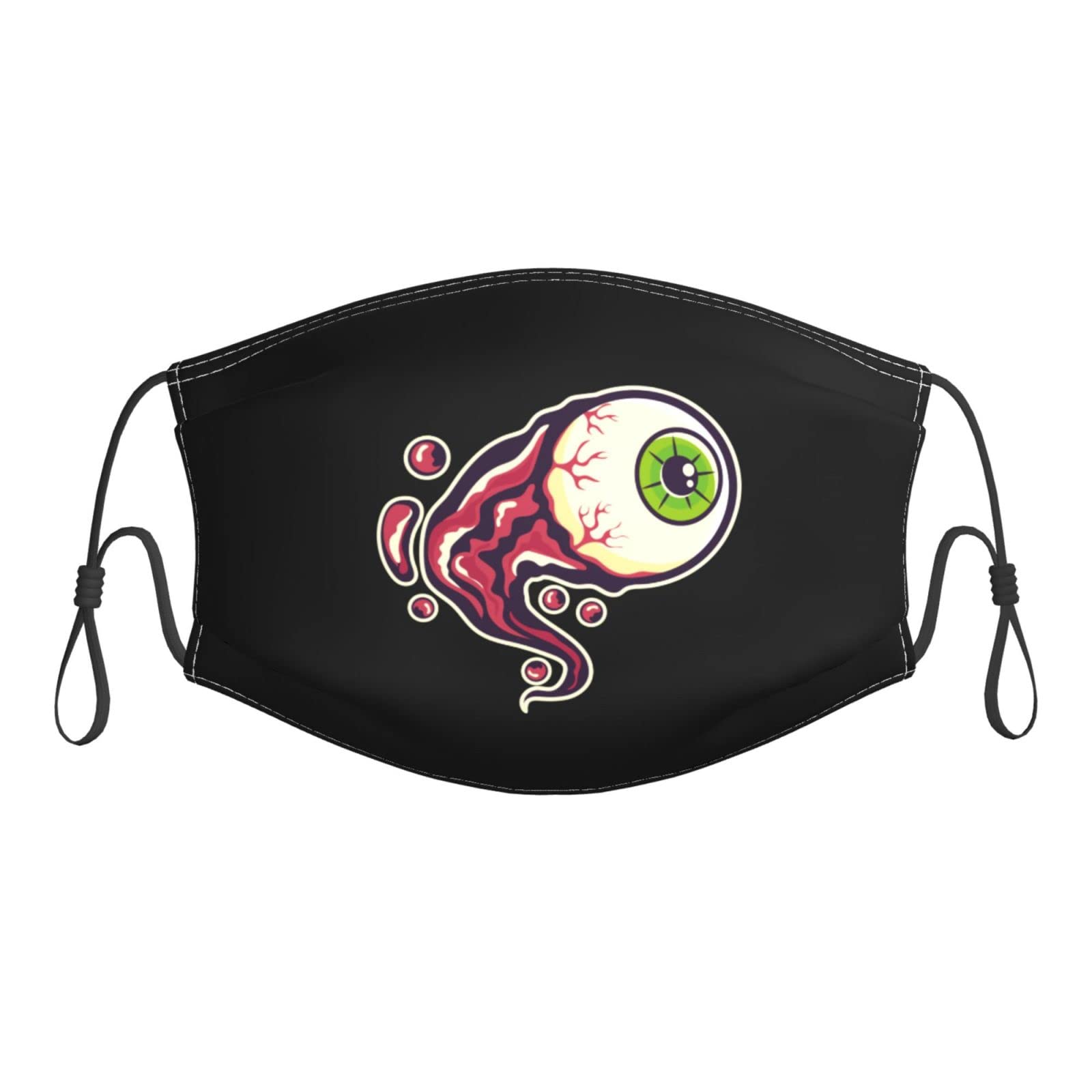 Reusable Adjustable Unisex Face Mask with Filter - Dust Protection & Colored Eyeball Design for Cosplay, Halloween & Daily Use