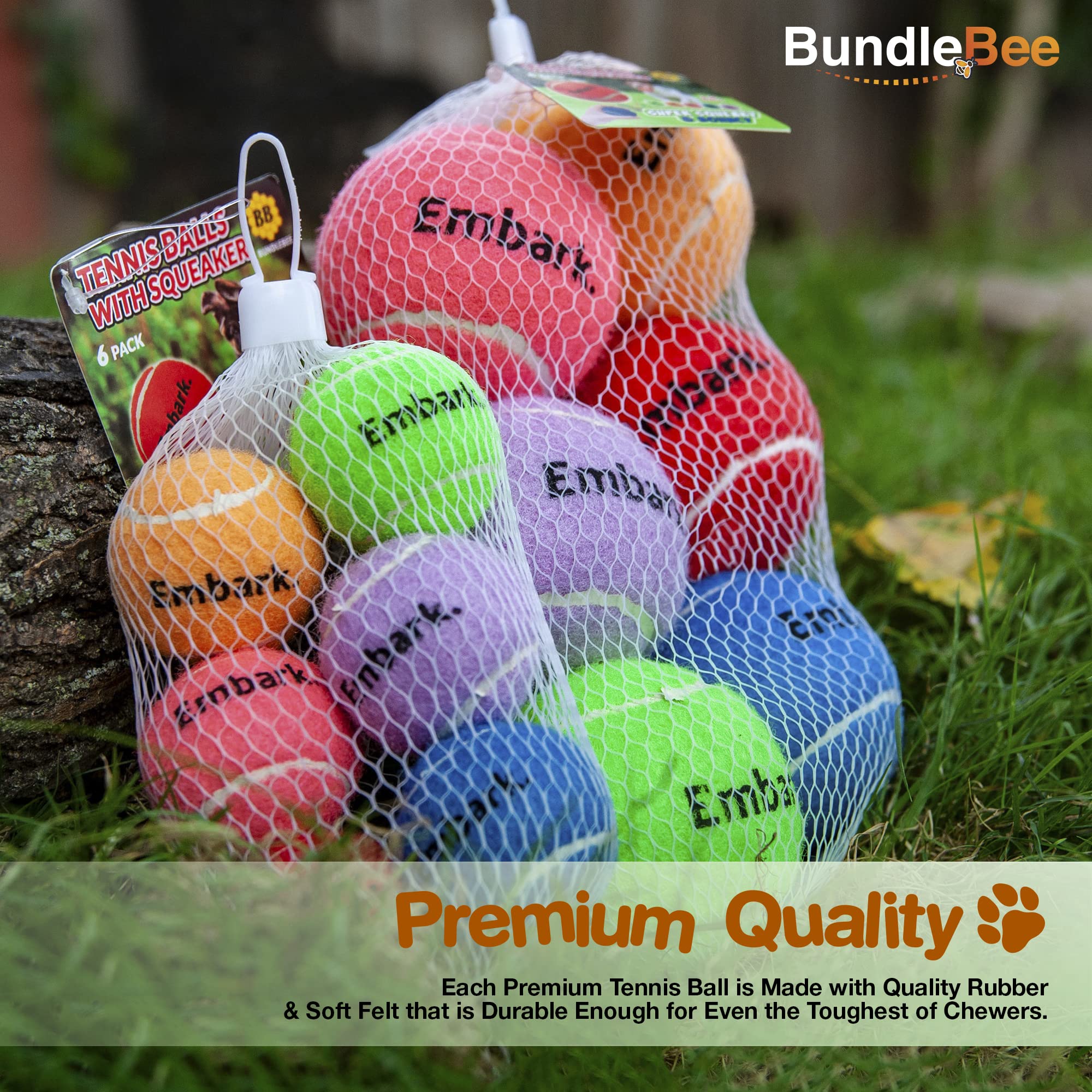 Colorful Squeaky Tennis Balls for Small Dogs - 12 Pack - Perfect for Outdoor Fetch & Training