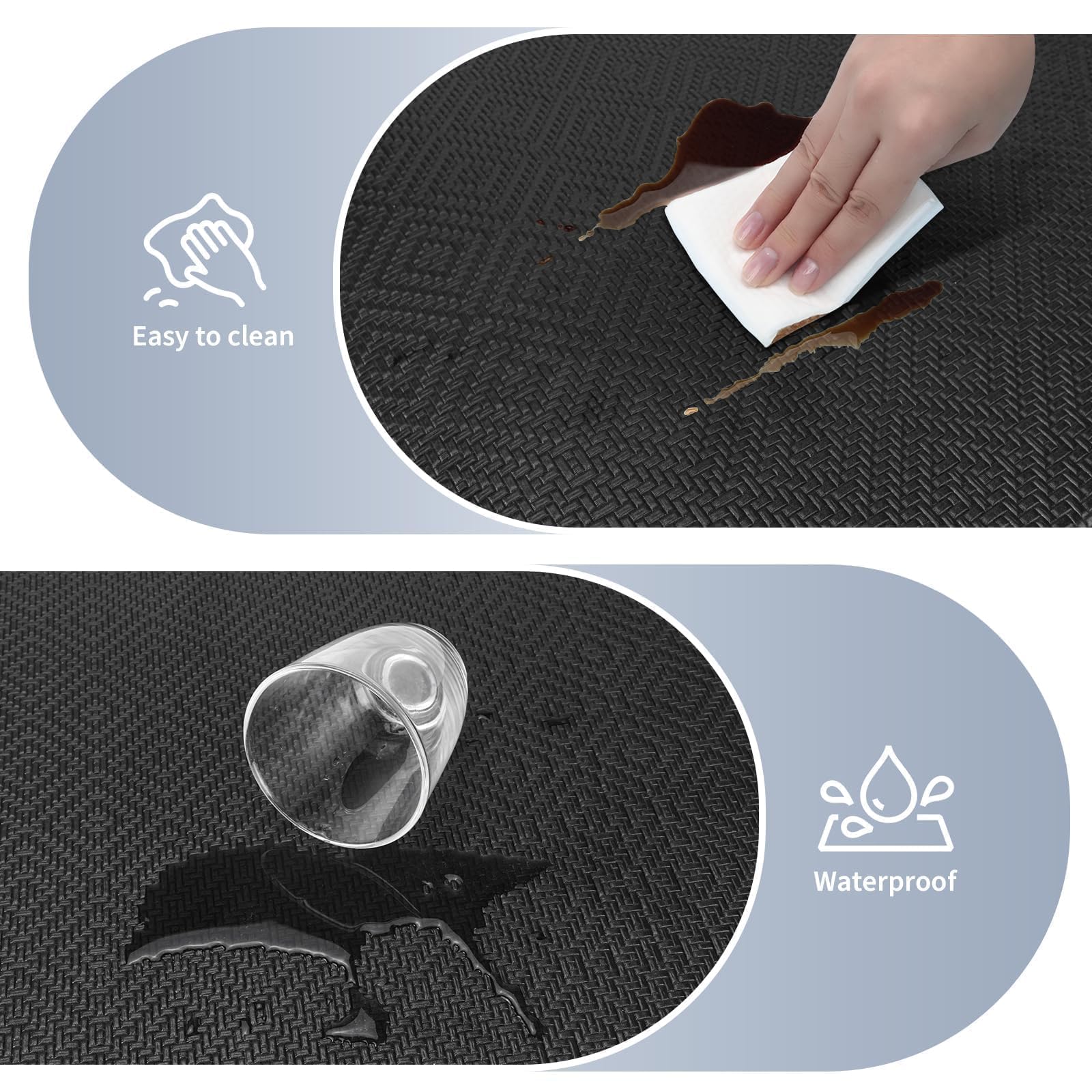 Premium Anti-Fatigue Kitchen Mat Set (2-Pack) - Cushioned, Waterproof Standing Desk Mats 17.3