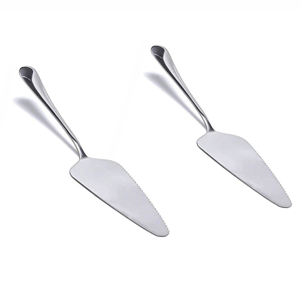 2Pcs Stainless Steel Cake Server & Spatula Set - Professional Pie & Pizza Cutter with Scraper & Handle - Perfect for Baking, Cake Decorating, and Serving Desserts at Parties